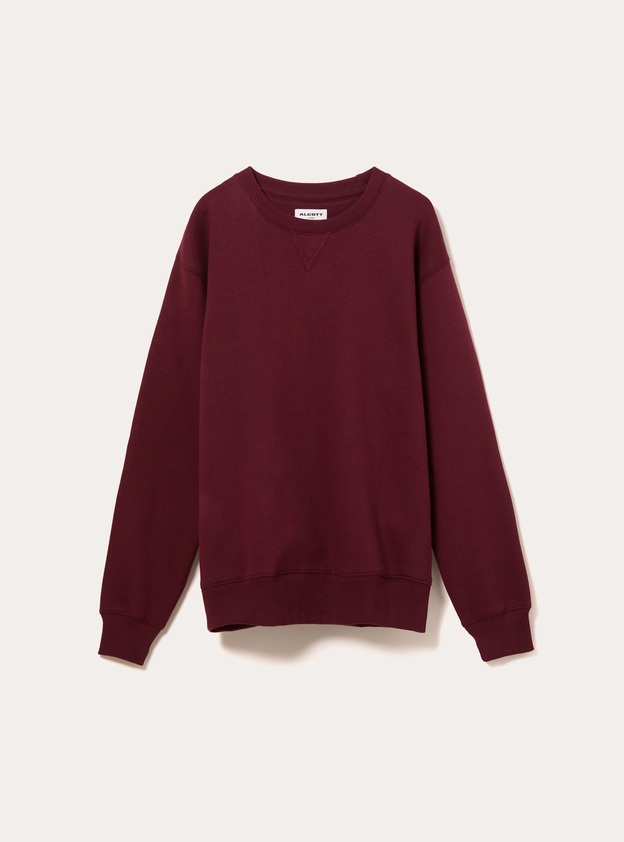 Sweat-shirt &agrave; col rond uni, BO1 BORDEAUX DARK