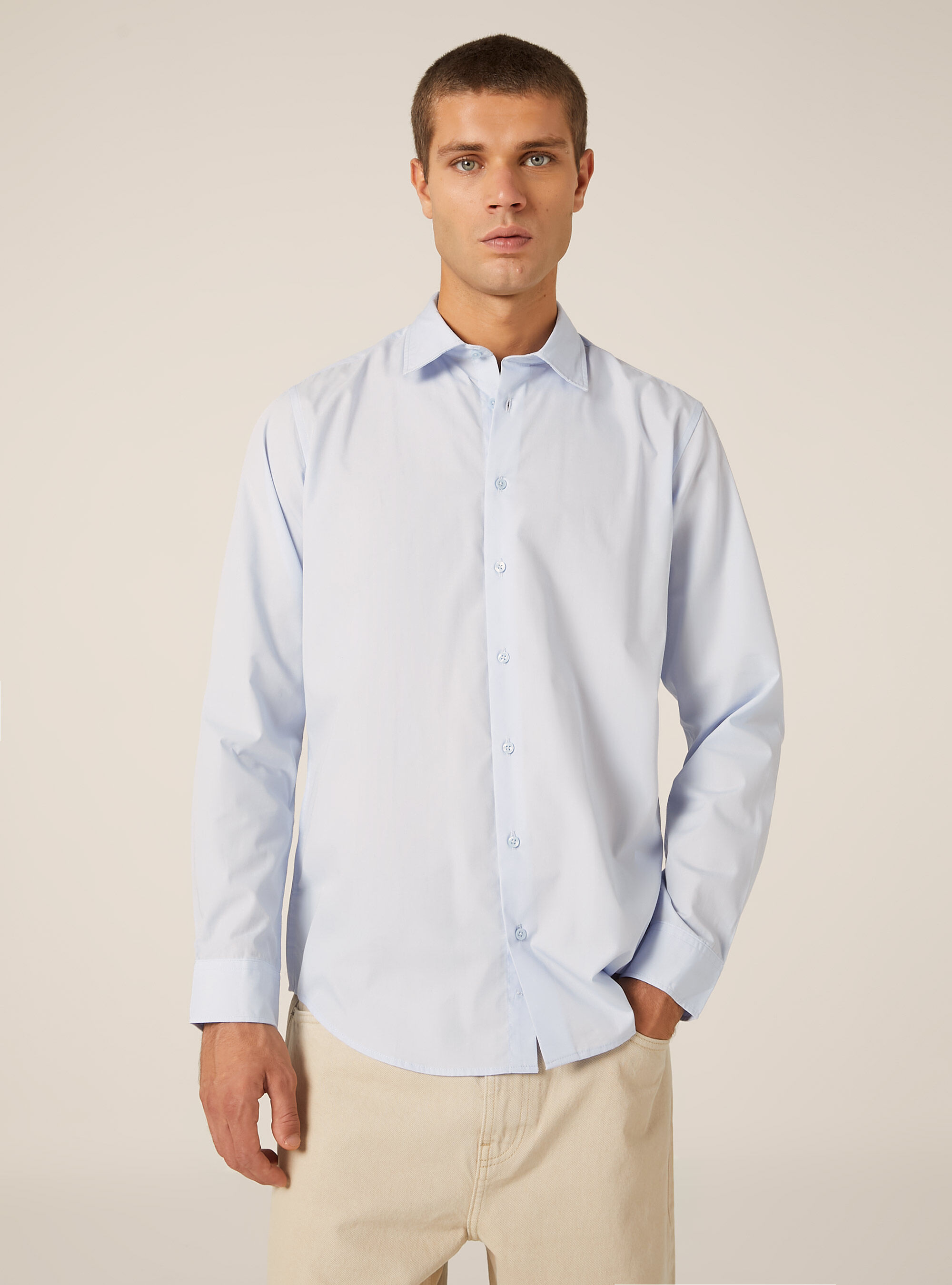 Chemise &agrave; manches longues unie