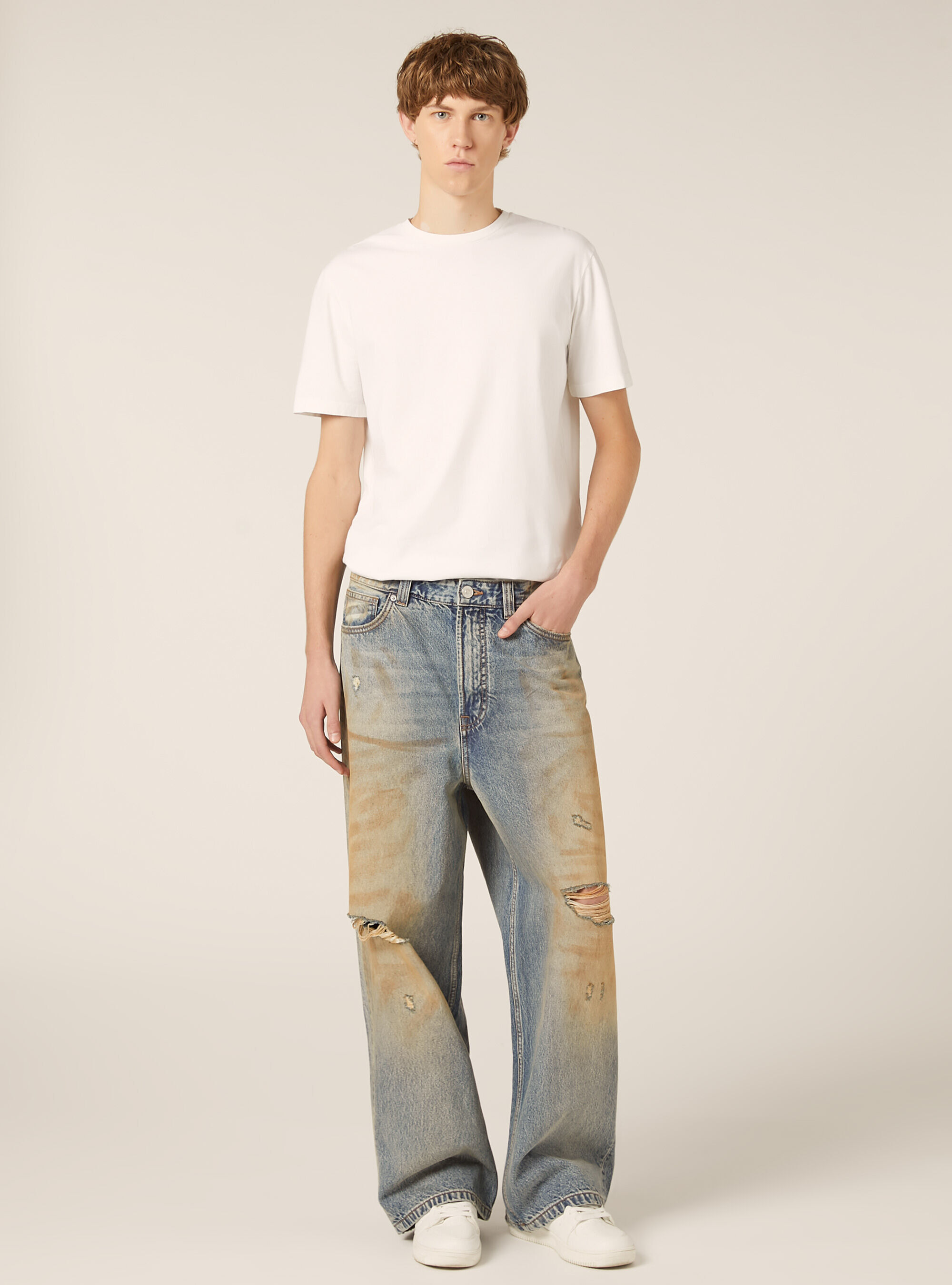 Jeans baggy effet d&eacute;lav&eacute;