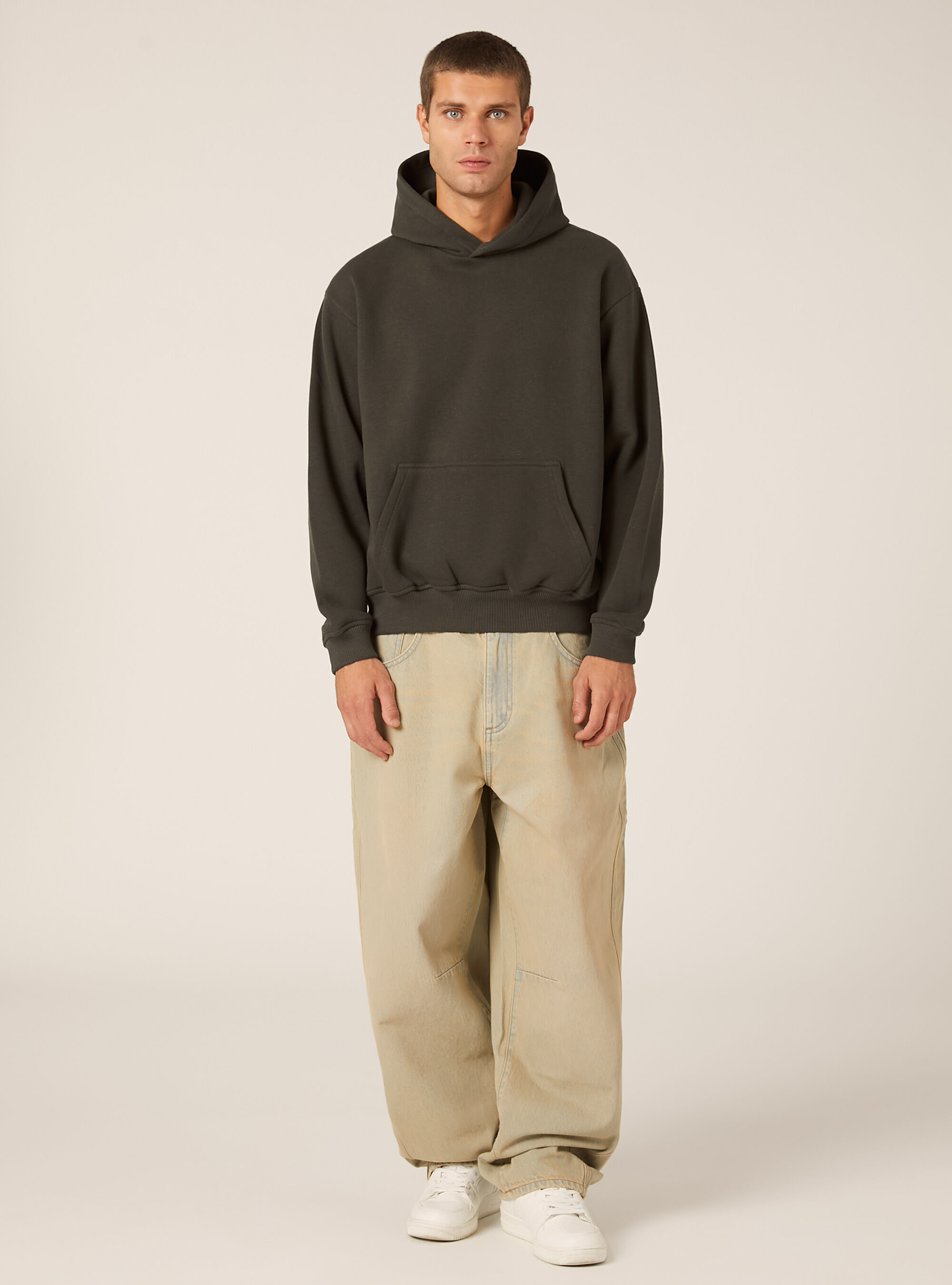 Sweat &agrave; capuche coupe boxy, KY1 KAKY DARK