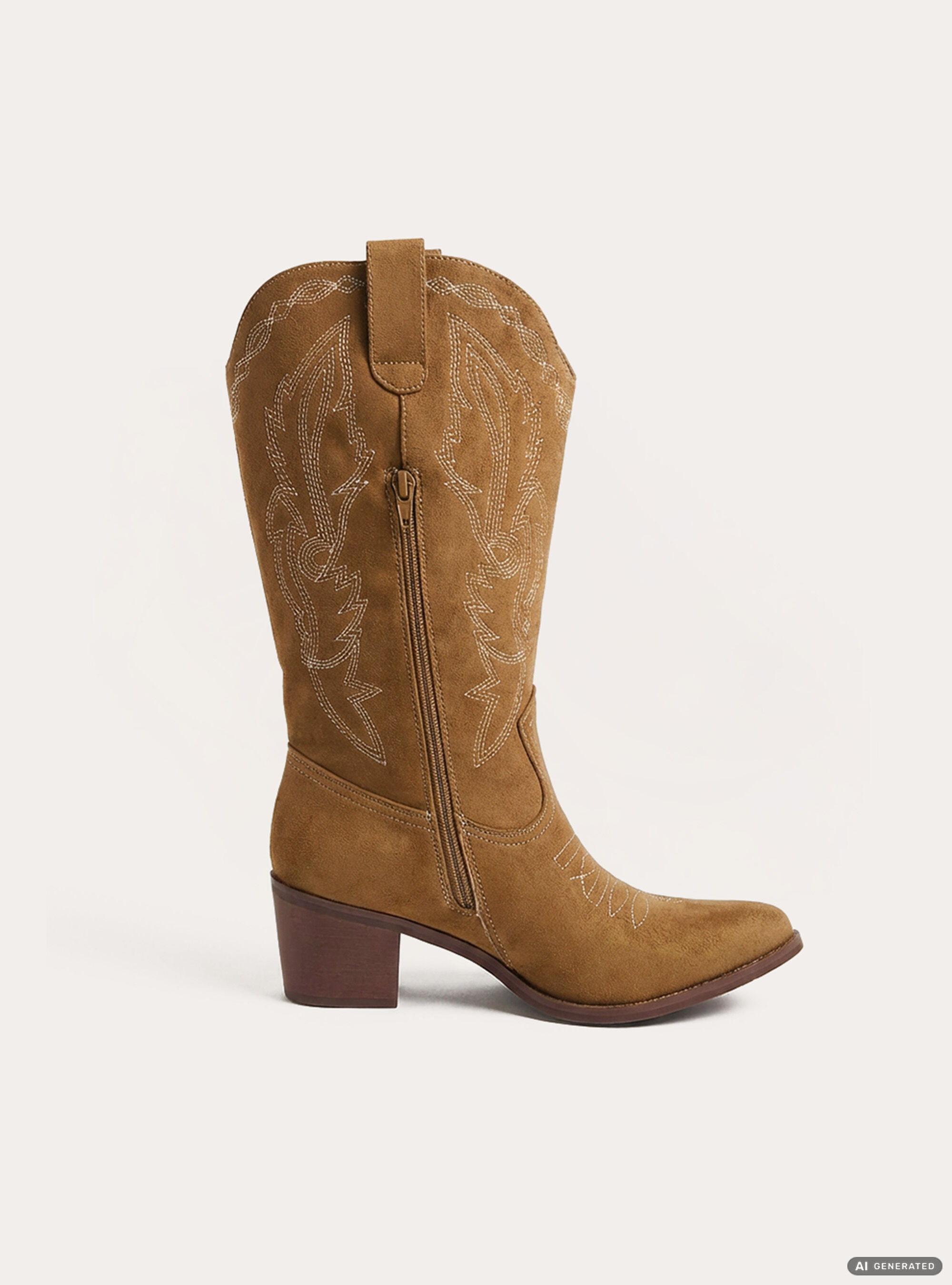 Camperos boots with embroidery, BR3 BROWN LIGHT