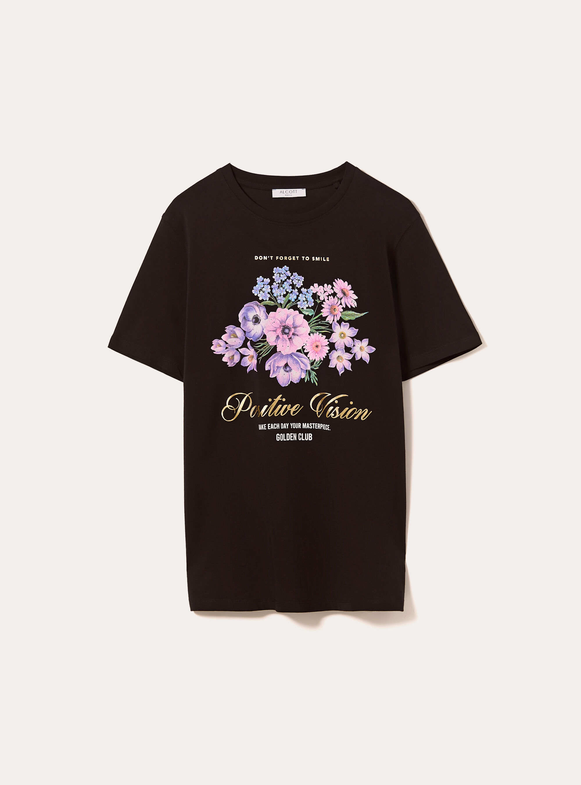 Metallic print t-shirt, BK1 BLACK