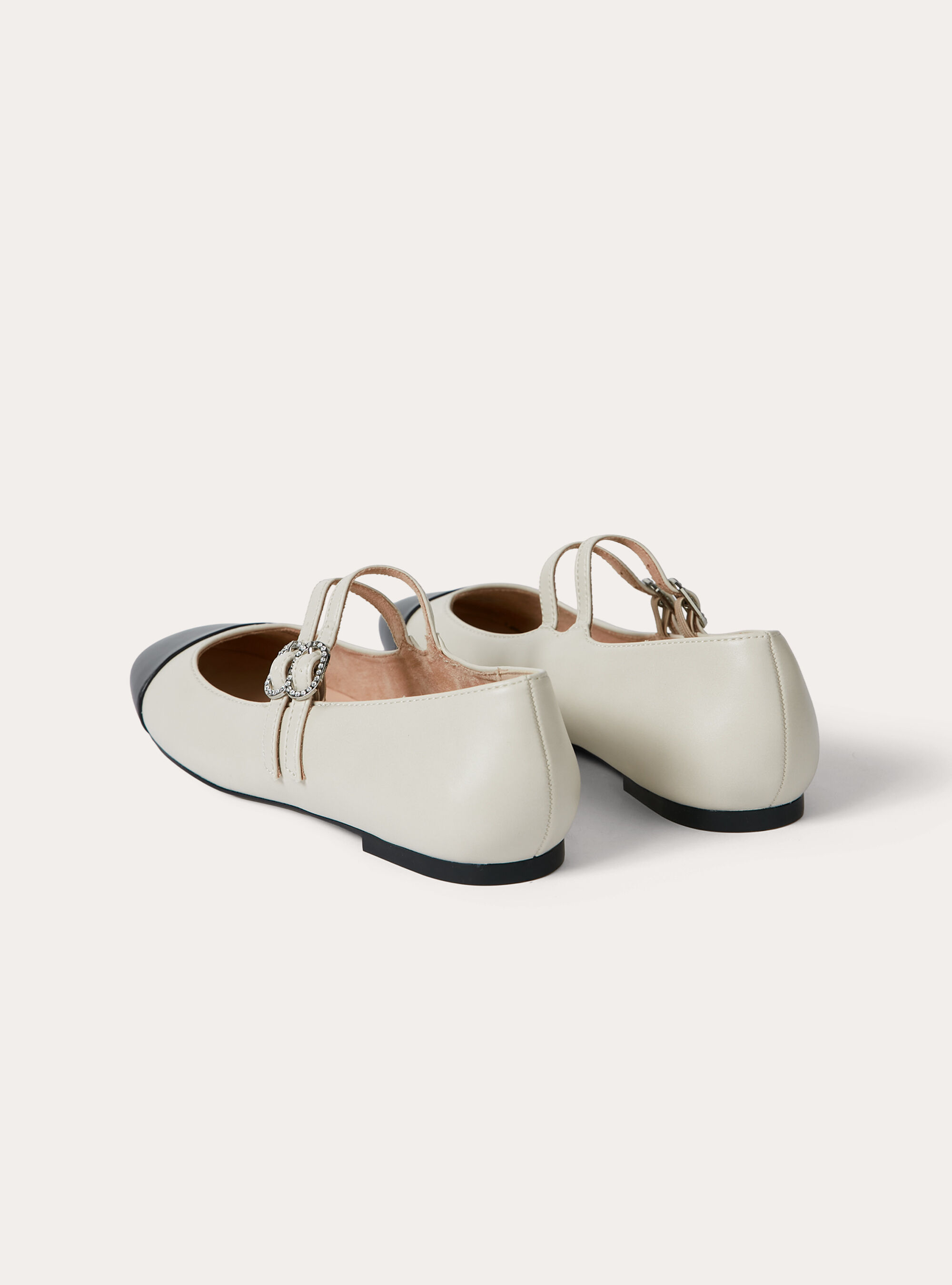 Bailarinas bicolor con doble correa, WH1 OFF WHITE