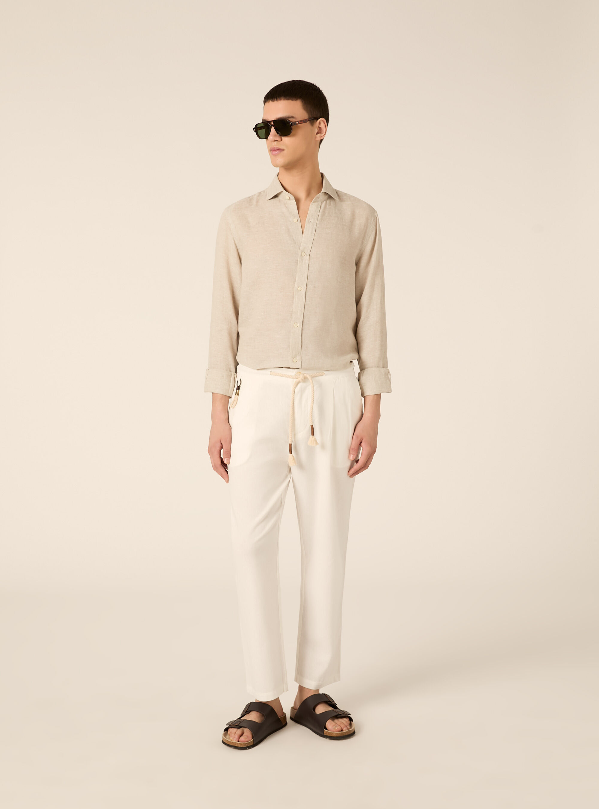 Linen-blend jogger pants