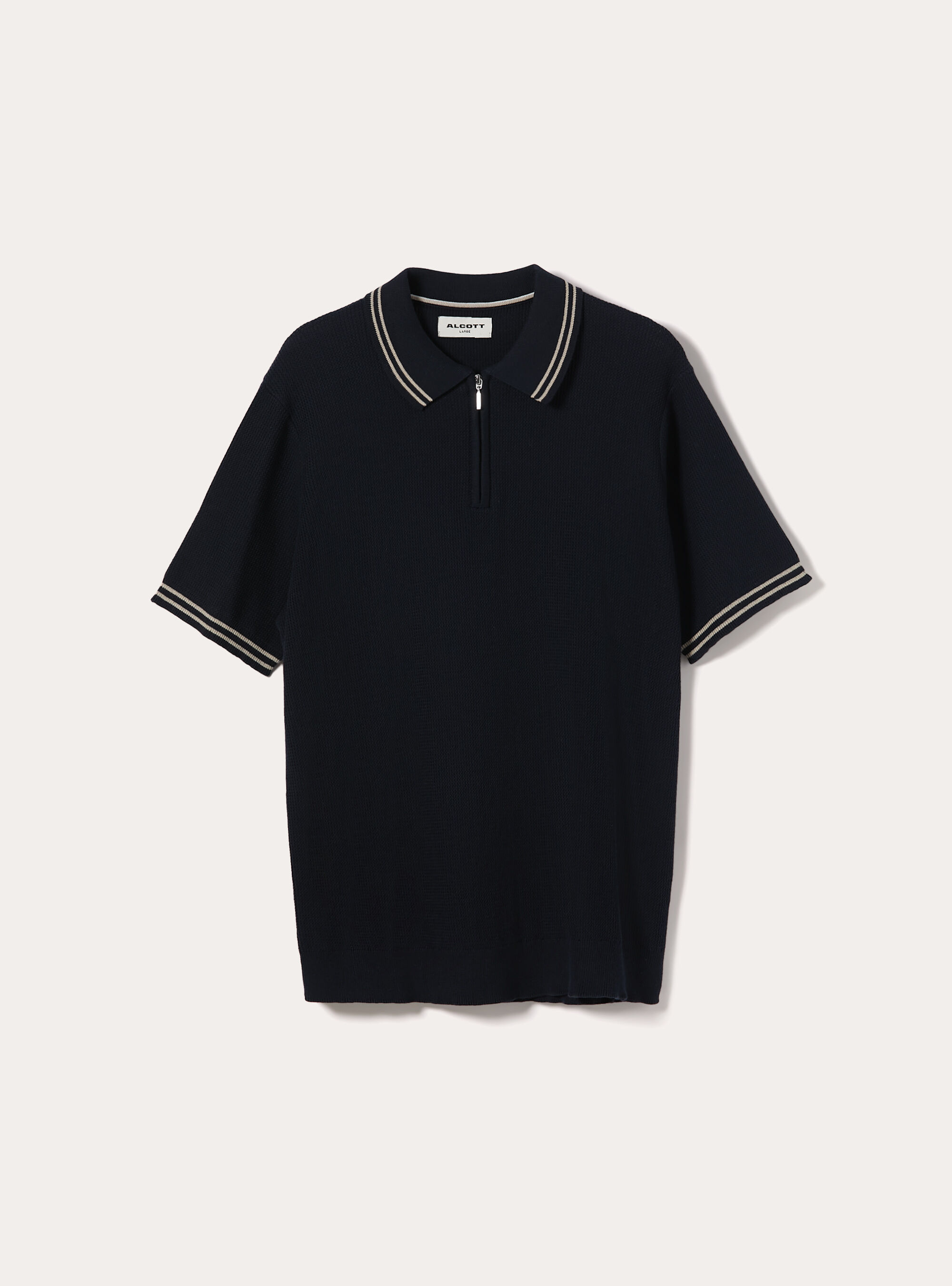 Knit polo shirt with half-zip, NA1 NAVY DARK