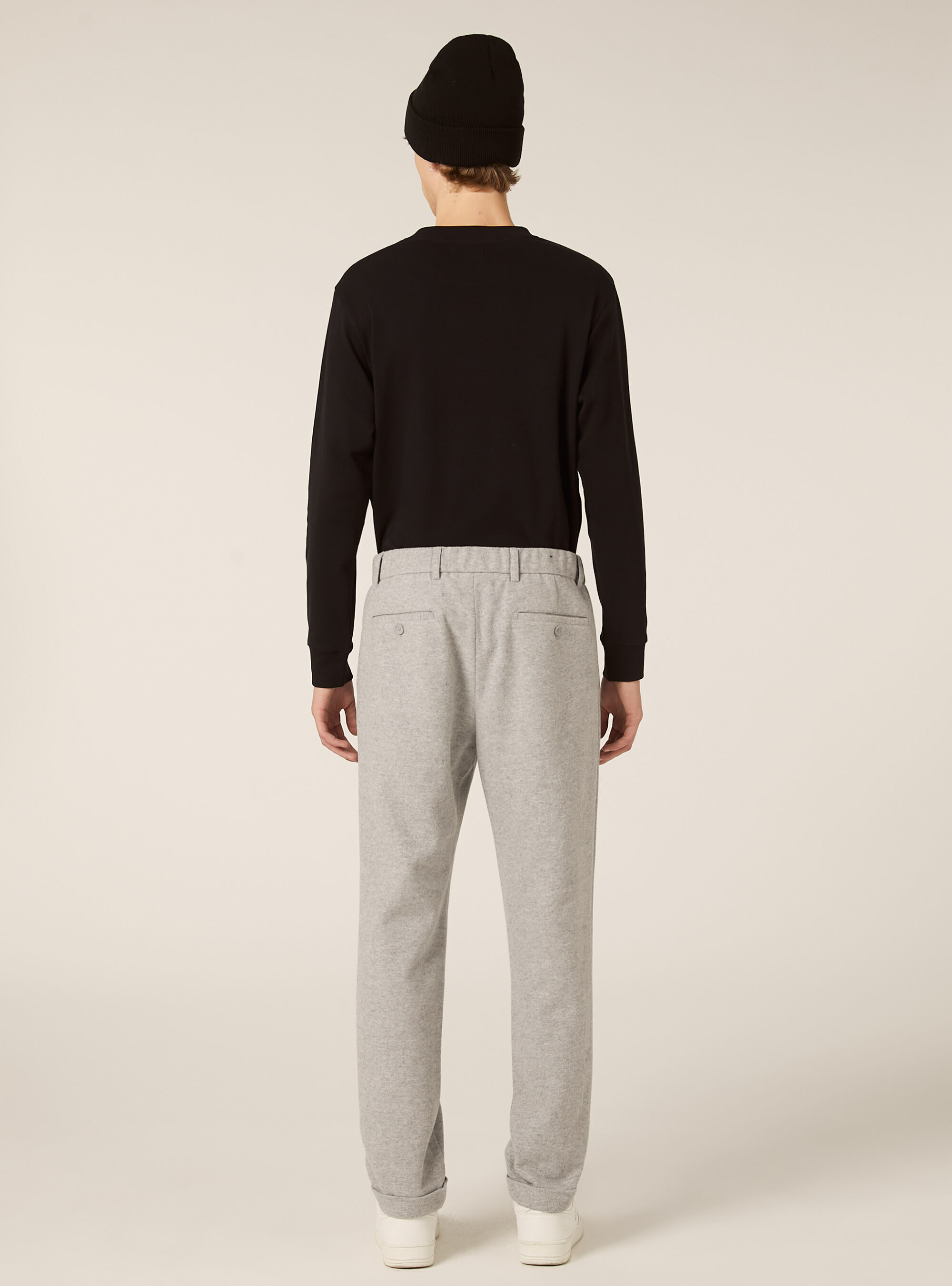 Pantalon &agrave; pinces effet flanelle, MGY3 GREY MEL LIGHT