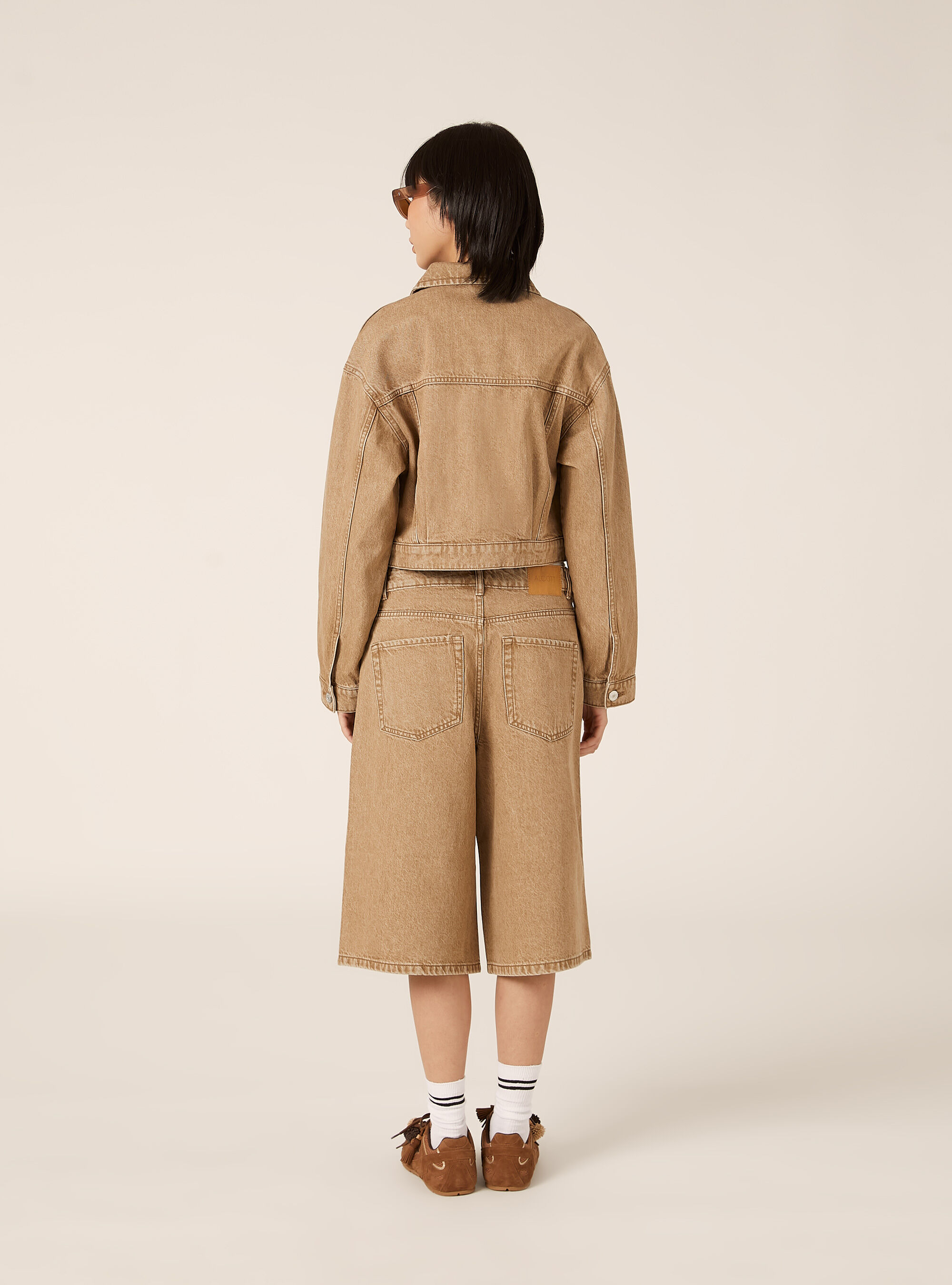 Cropped twill jacket, TB2 TOBACCO MEDIUM