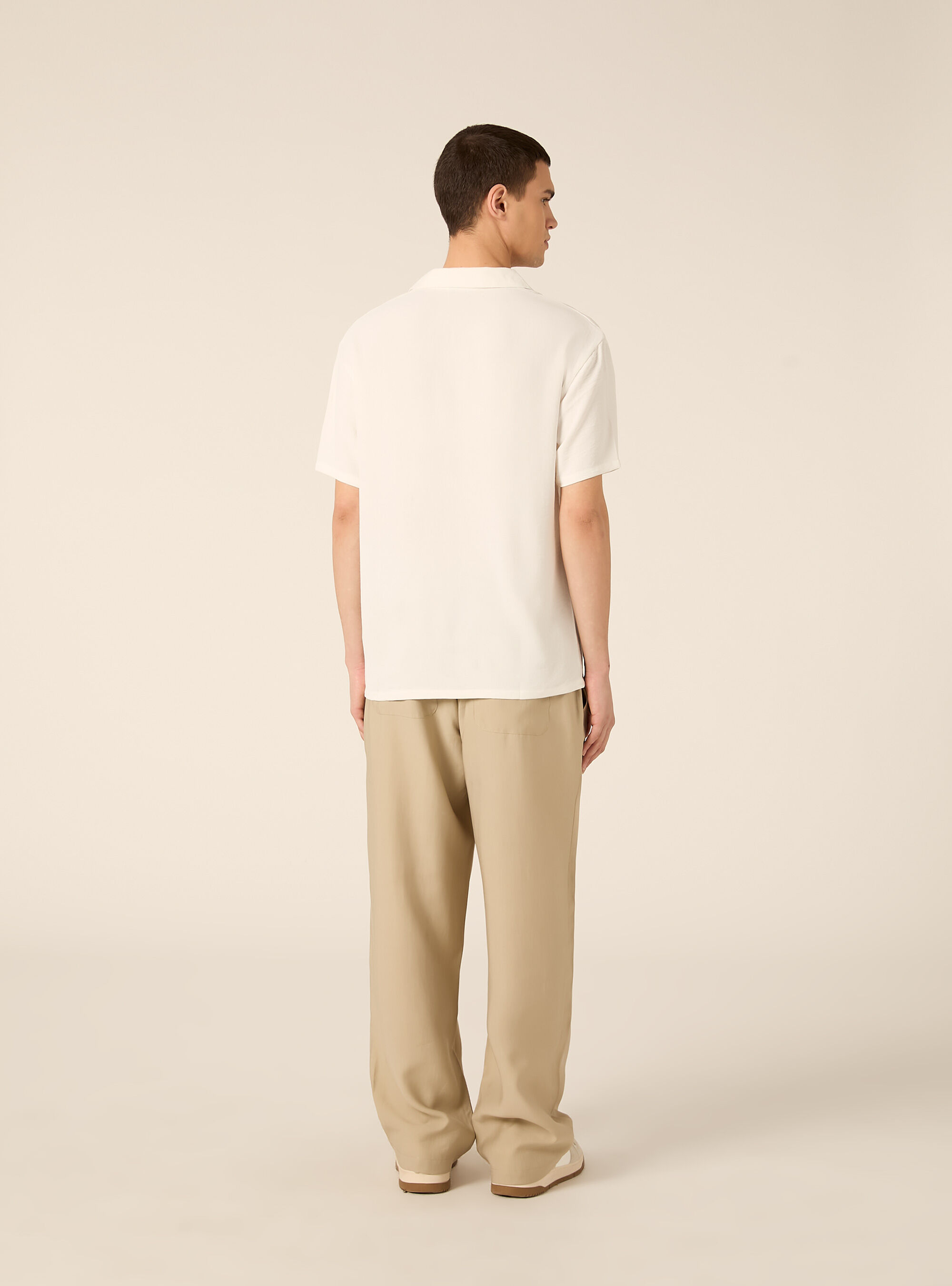 Basic crepe polo shirt, WH2 WHITE