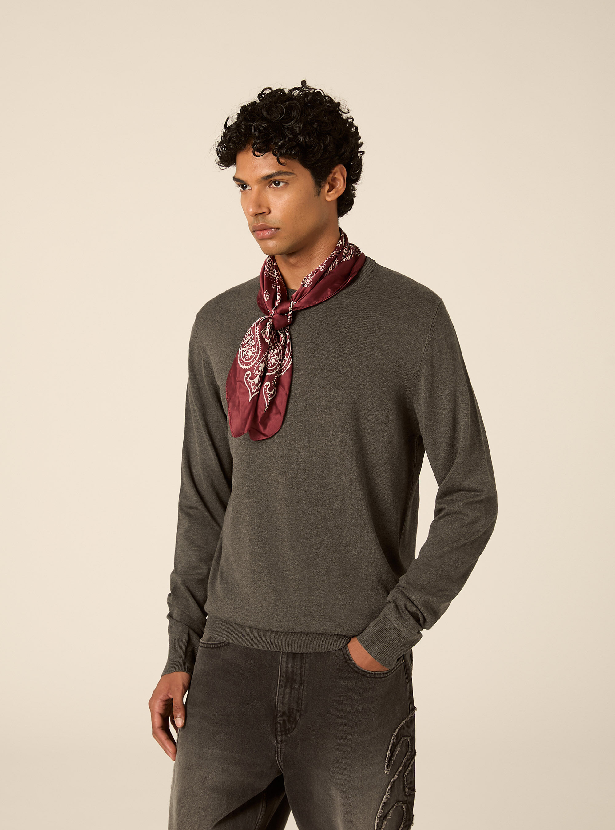 Rundhals-pullover aus Lenzing Ecovero viskose, MGY1 GREY MEL DARK