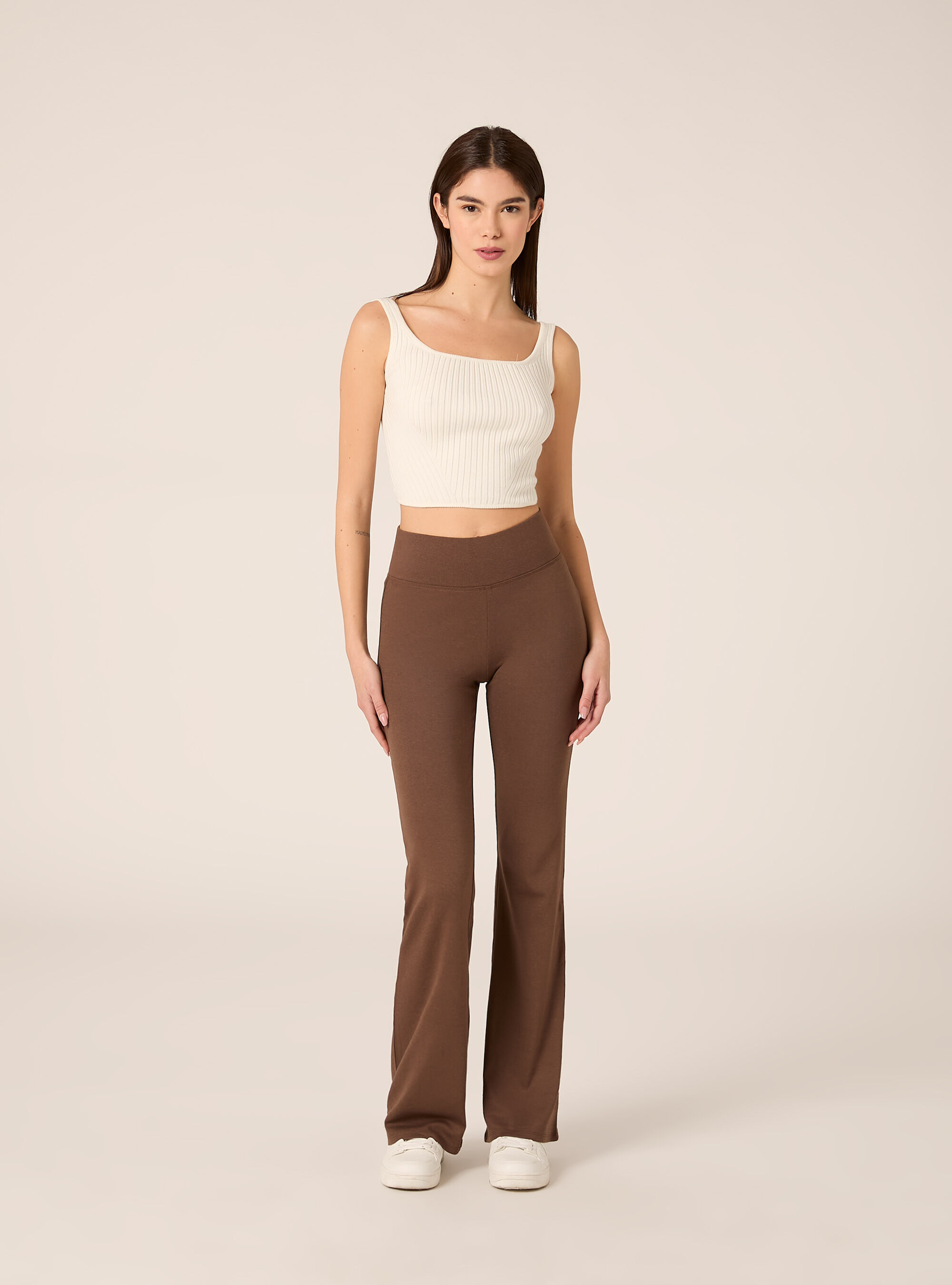 Leggings flare, MARRONE MEDIO