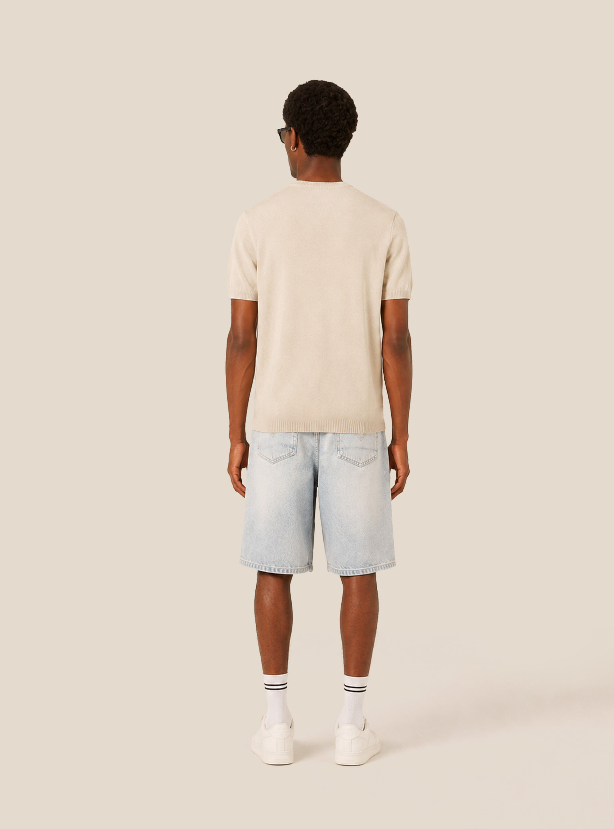 Kurz&auml;rmeliges leichtes Strick-T-Shirt, WH2 WHITE