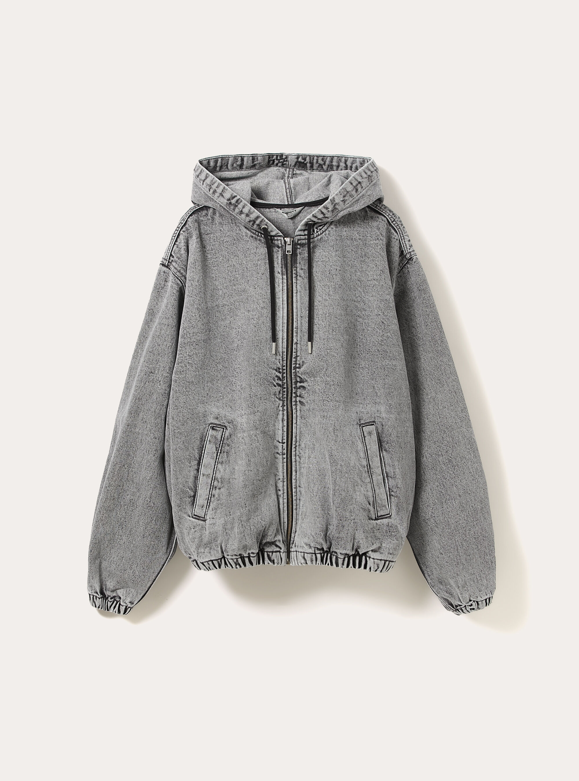 Hooded denim bomber jacket, D00G GREY
