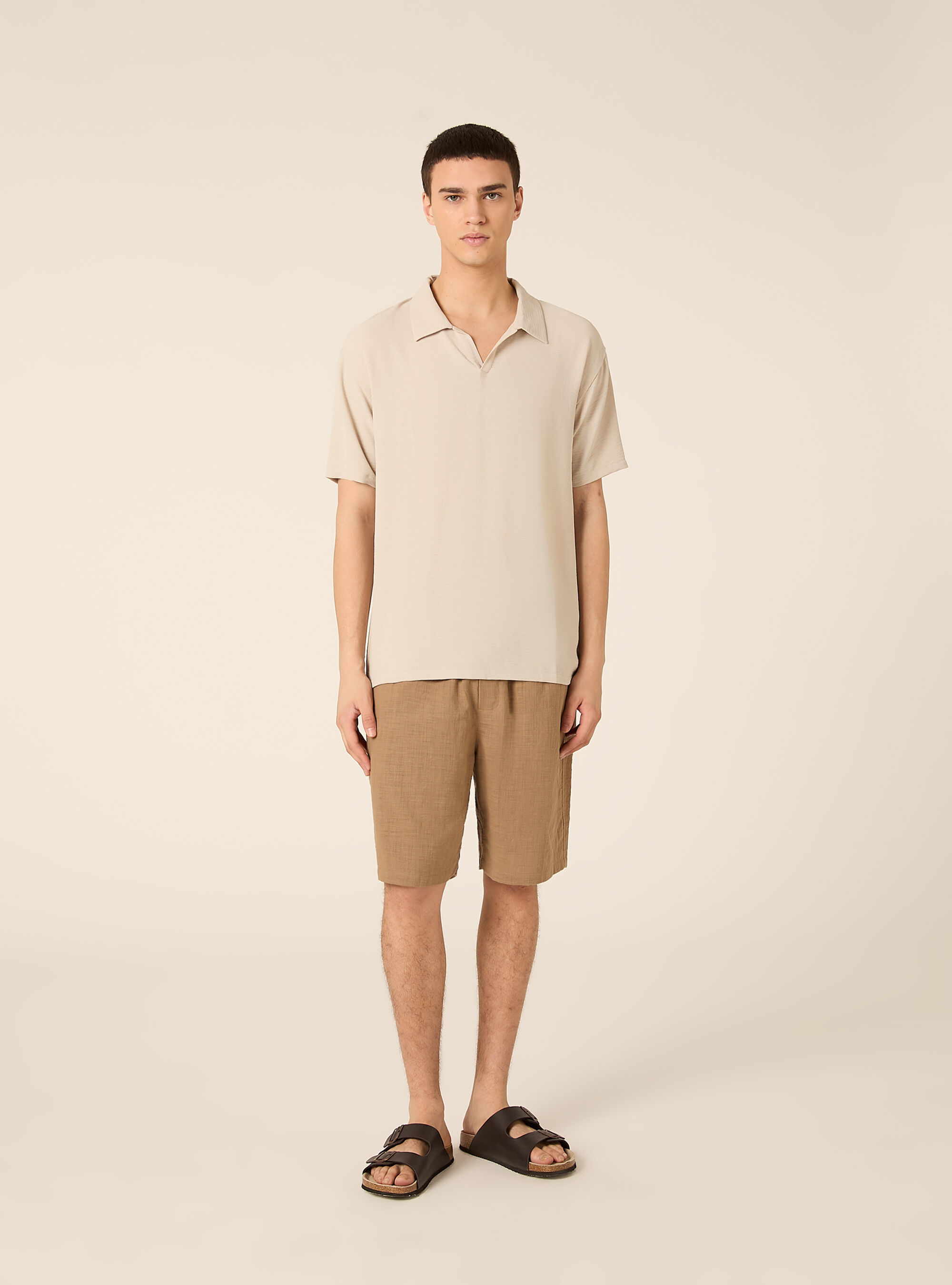 Basic crepe polo shirt