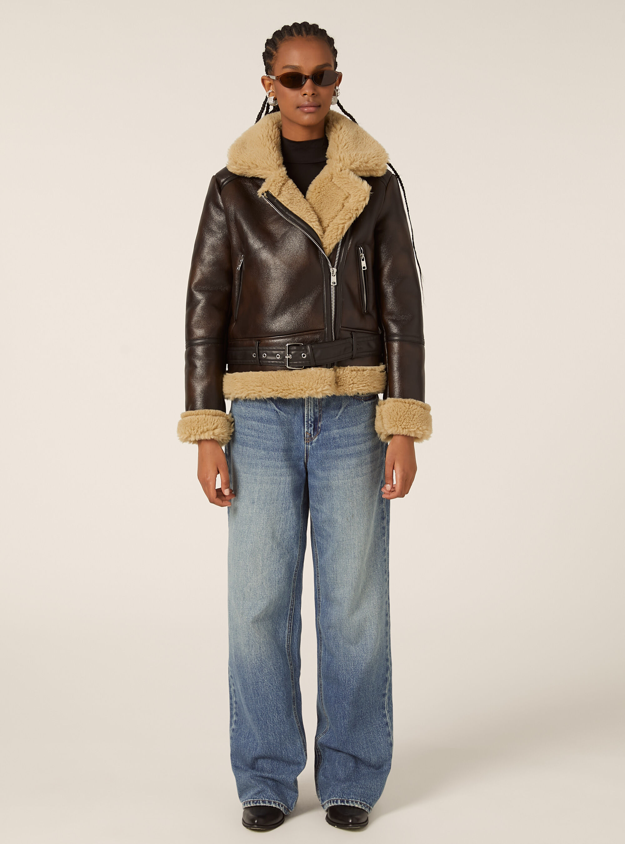 Veste en peau de mouton effet daim