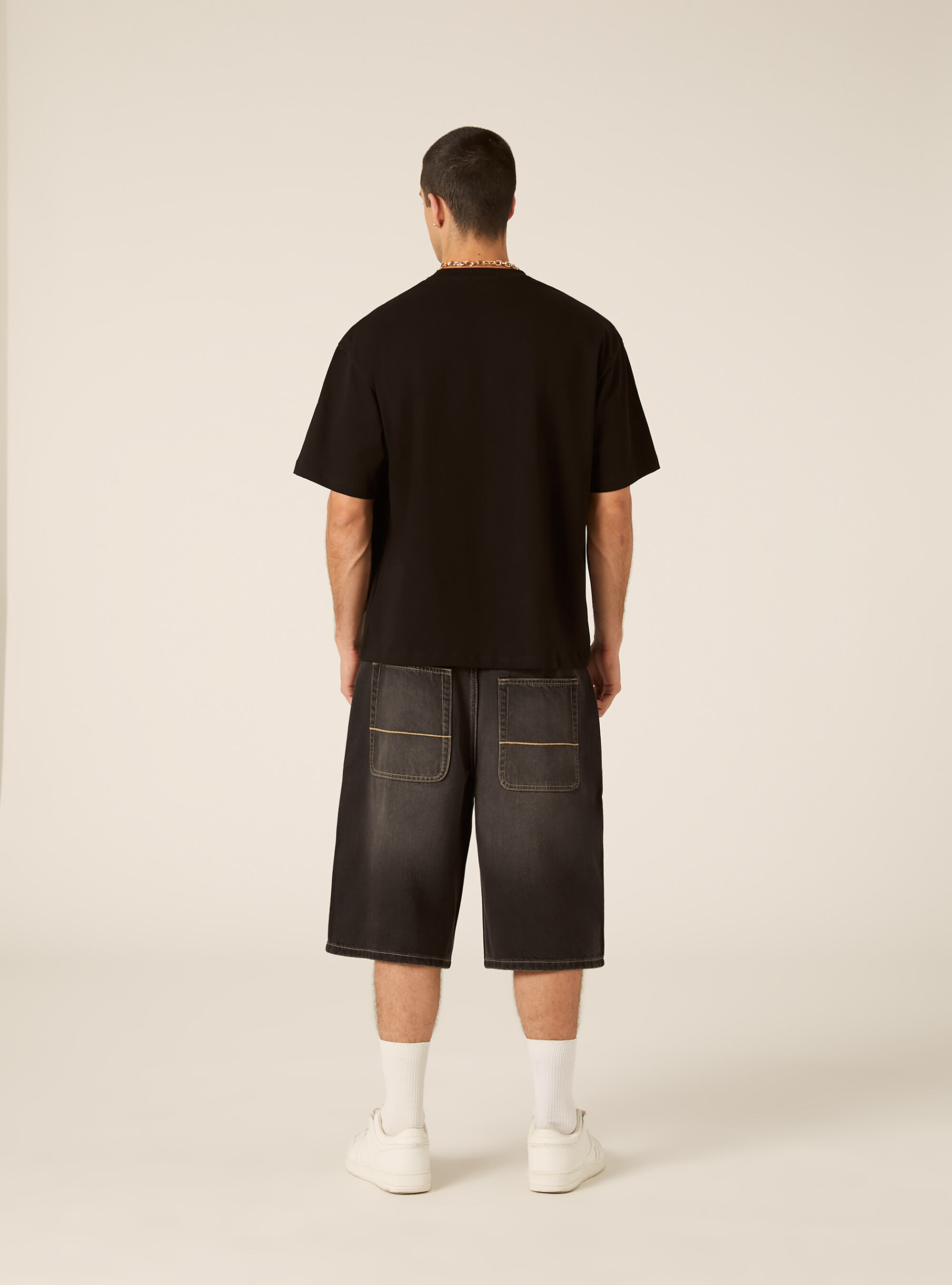 Camiseta Boxy Fit Estampada, BK1 BLACK