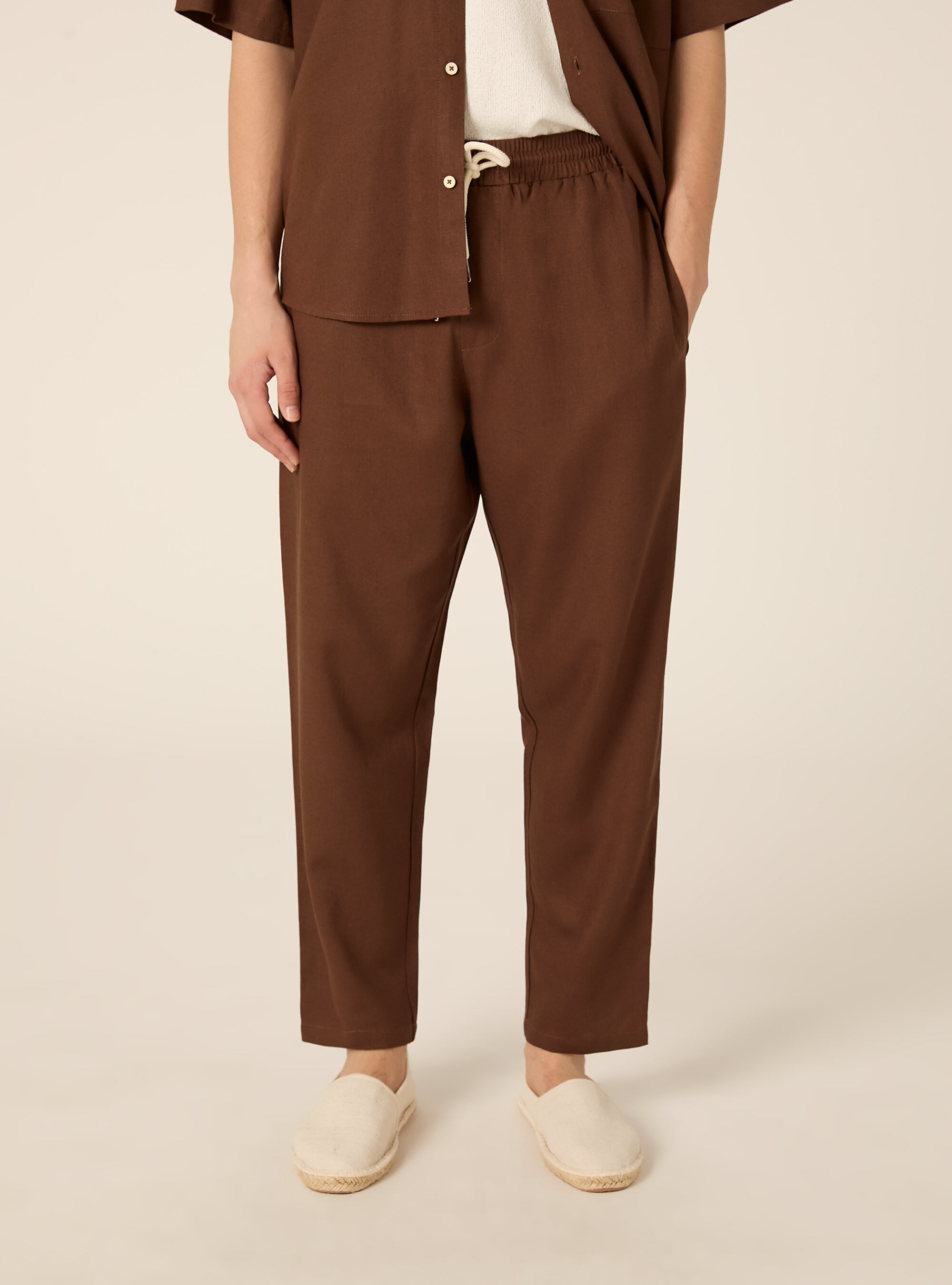 Pantalon Jogger en M&eacute;lange de Lin