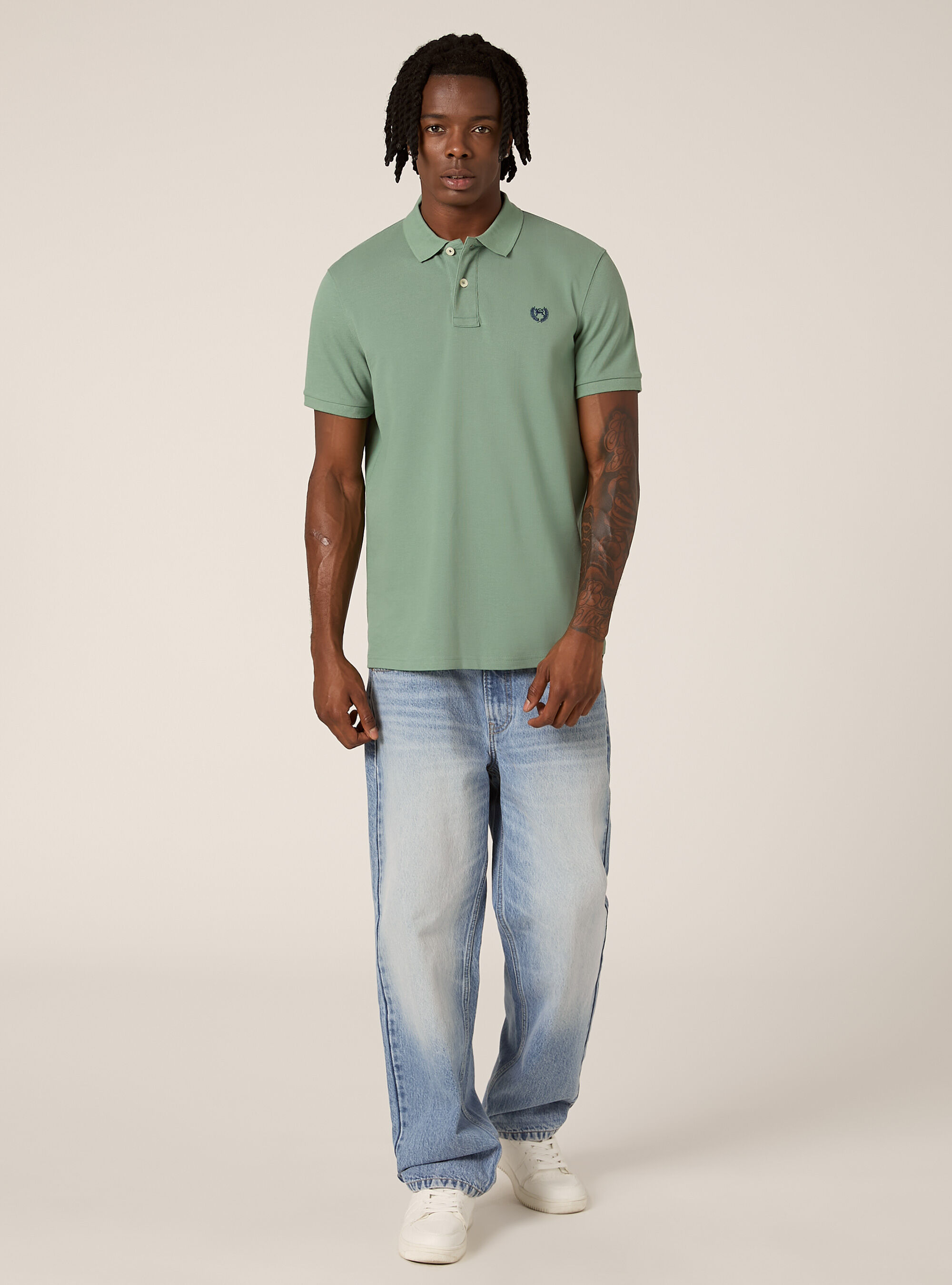Cotton piqu&eacute; polo shirt with embroidery