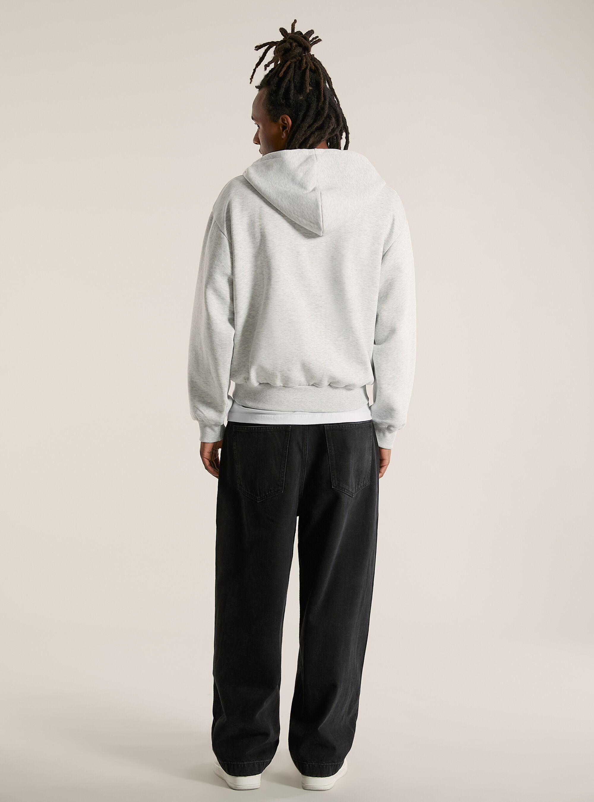 Felpa con zip e cappuccio boxy fit, MGY3 GREY MEL LIGHT