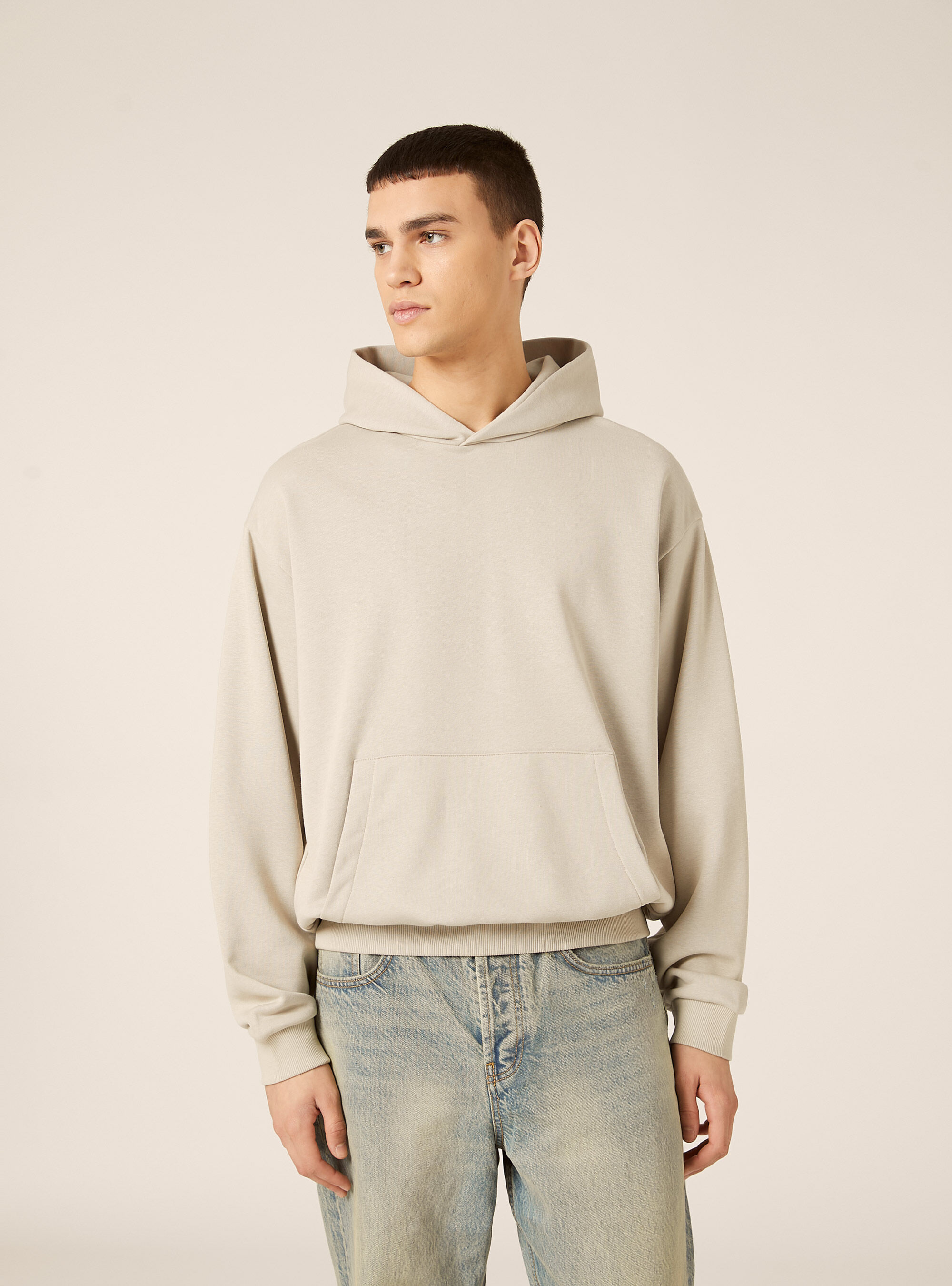 Sweat-shirt ample &agrave; capuche, BG1 BEIGE DARK