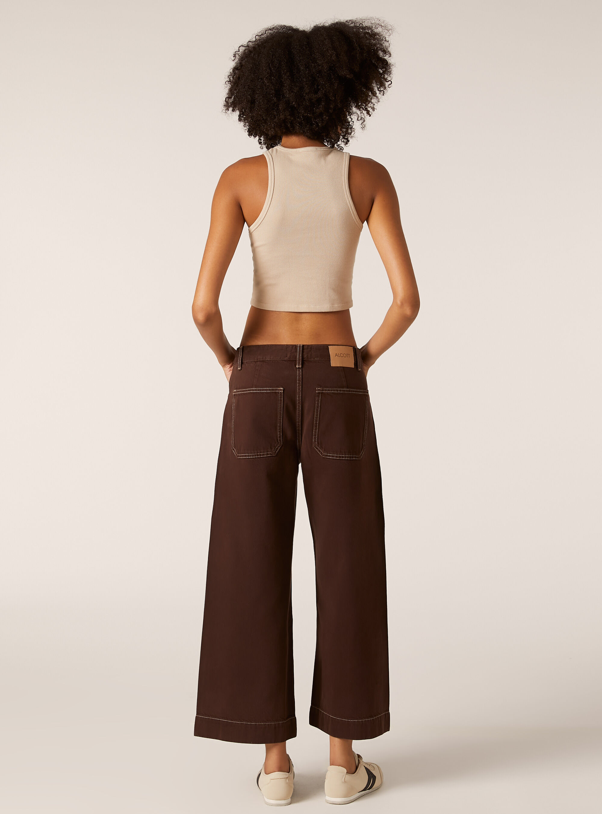 Jean crois&eacute; &agrave; jambe large de couleur, BR2 BROWN MEDIUM