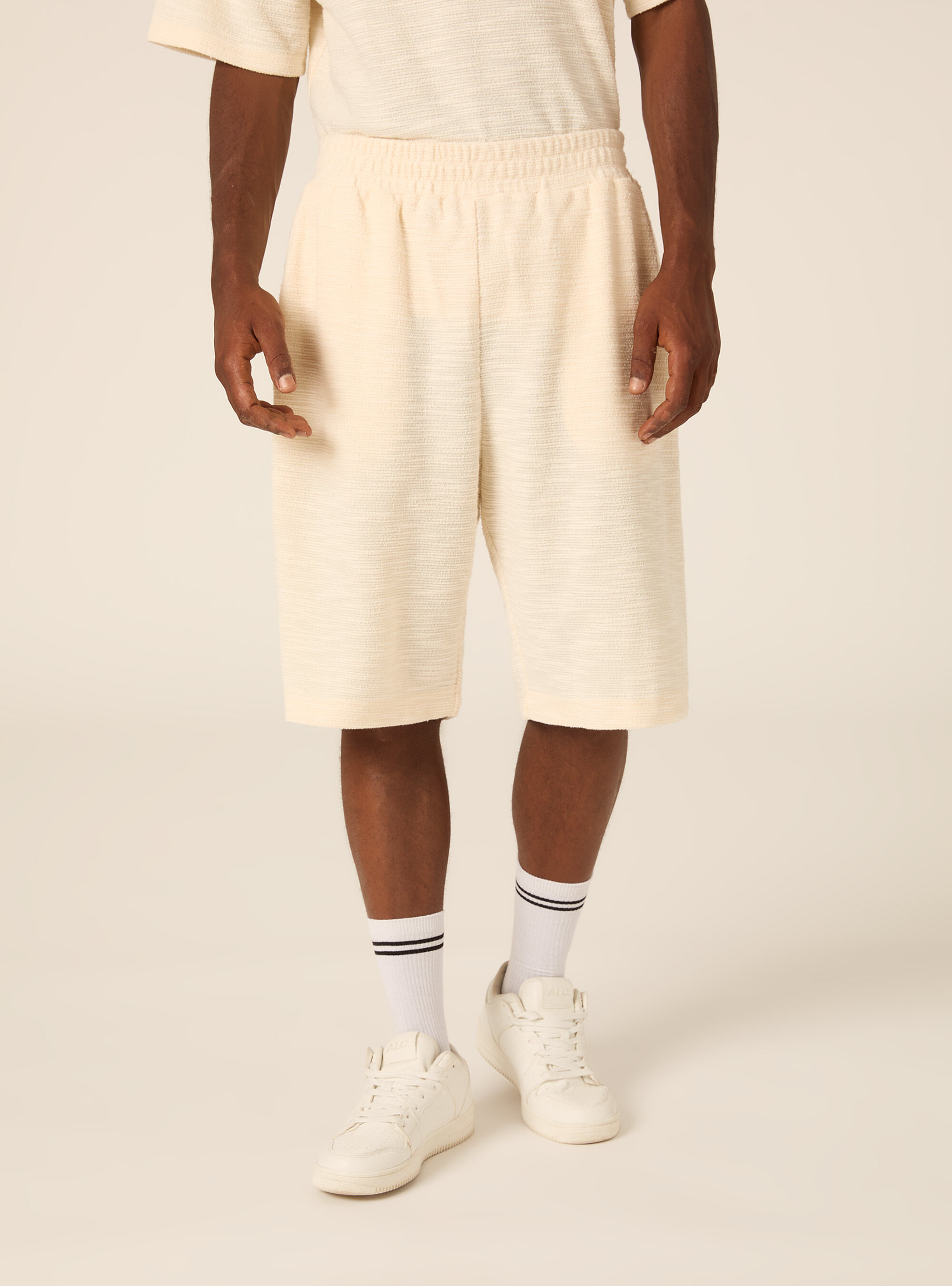 Bermuda loose fit in misto cotone texture