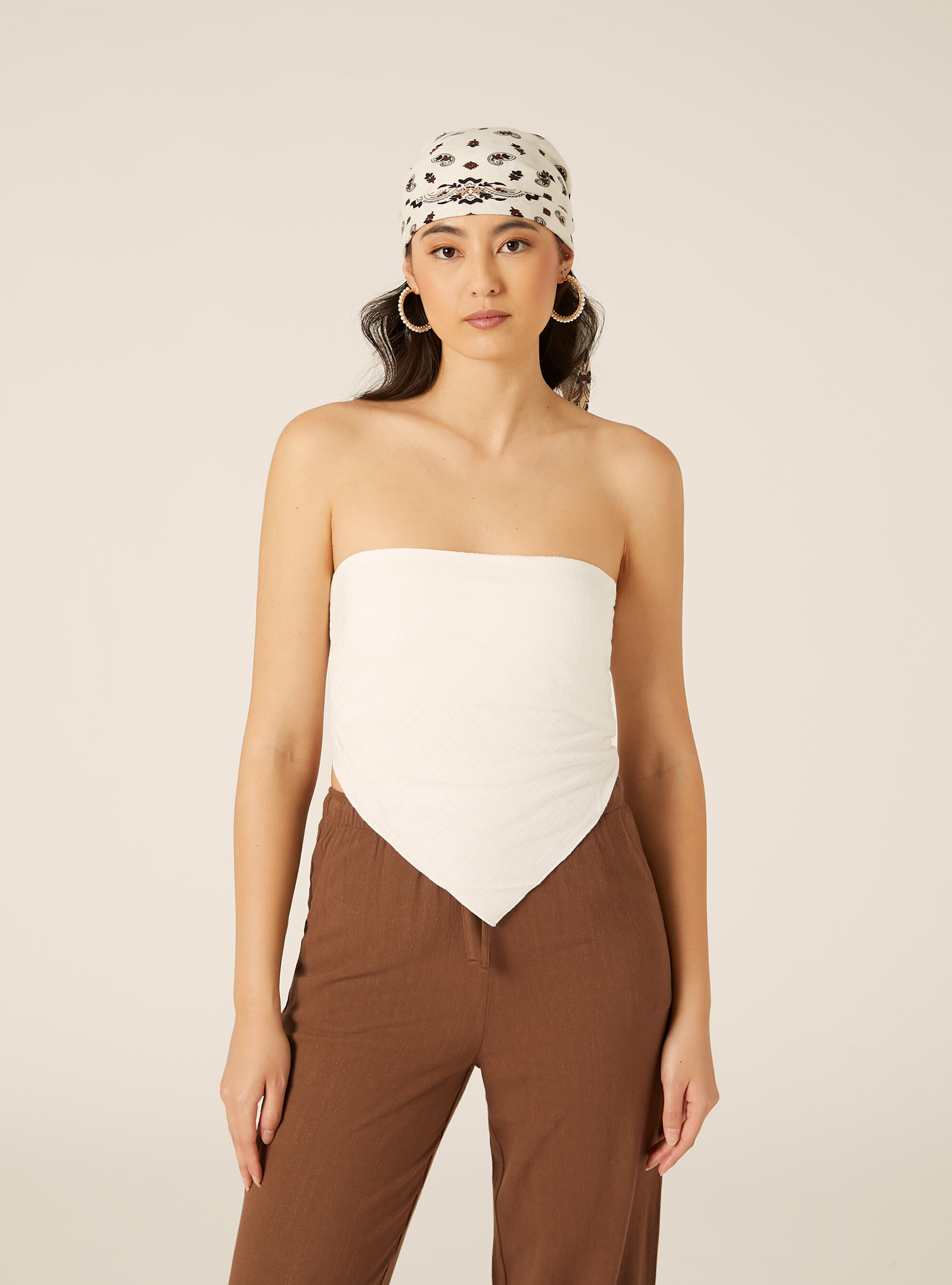 Top bandeau en m&eacute;lange de lin