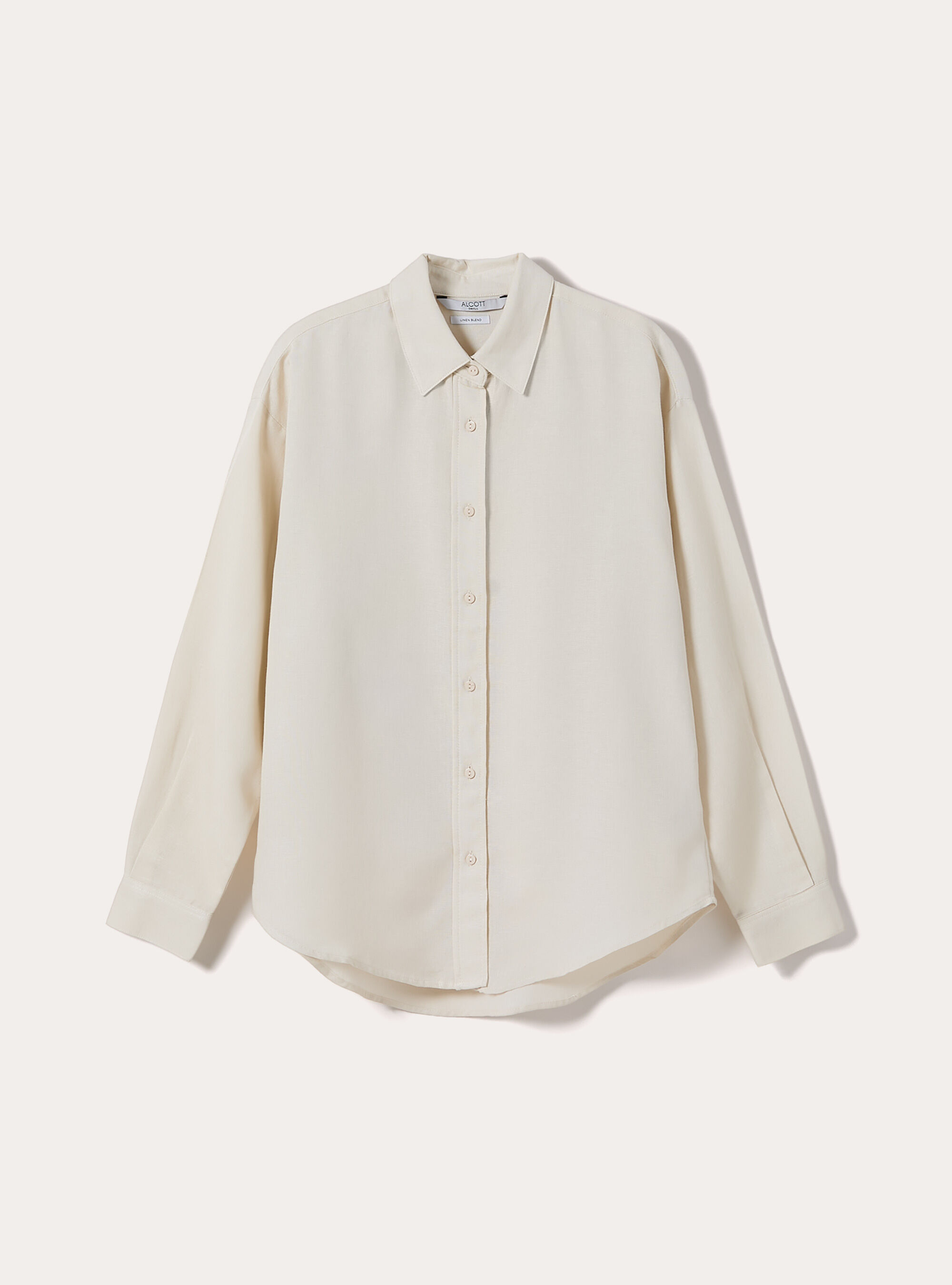Camicia in misto lino, CREMA MEDIO