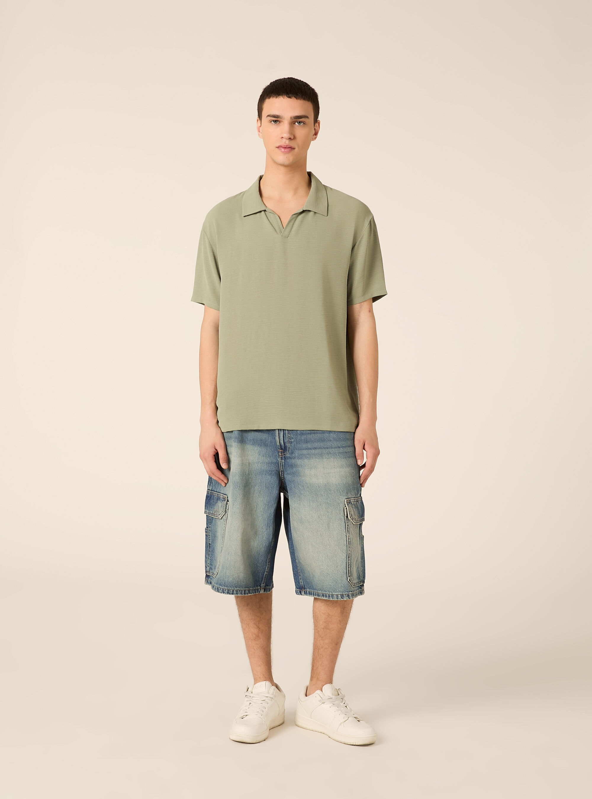 Basic crepe polo shirt