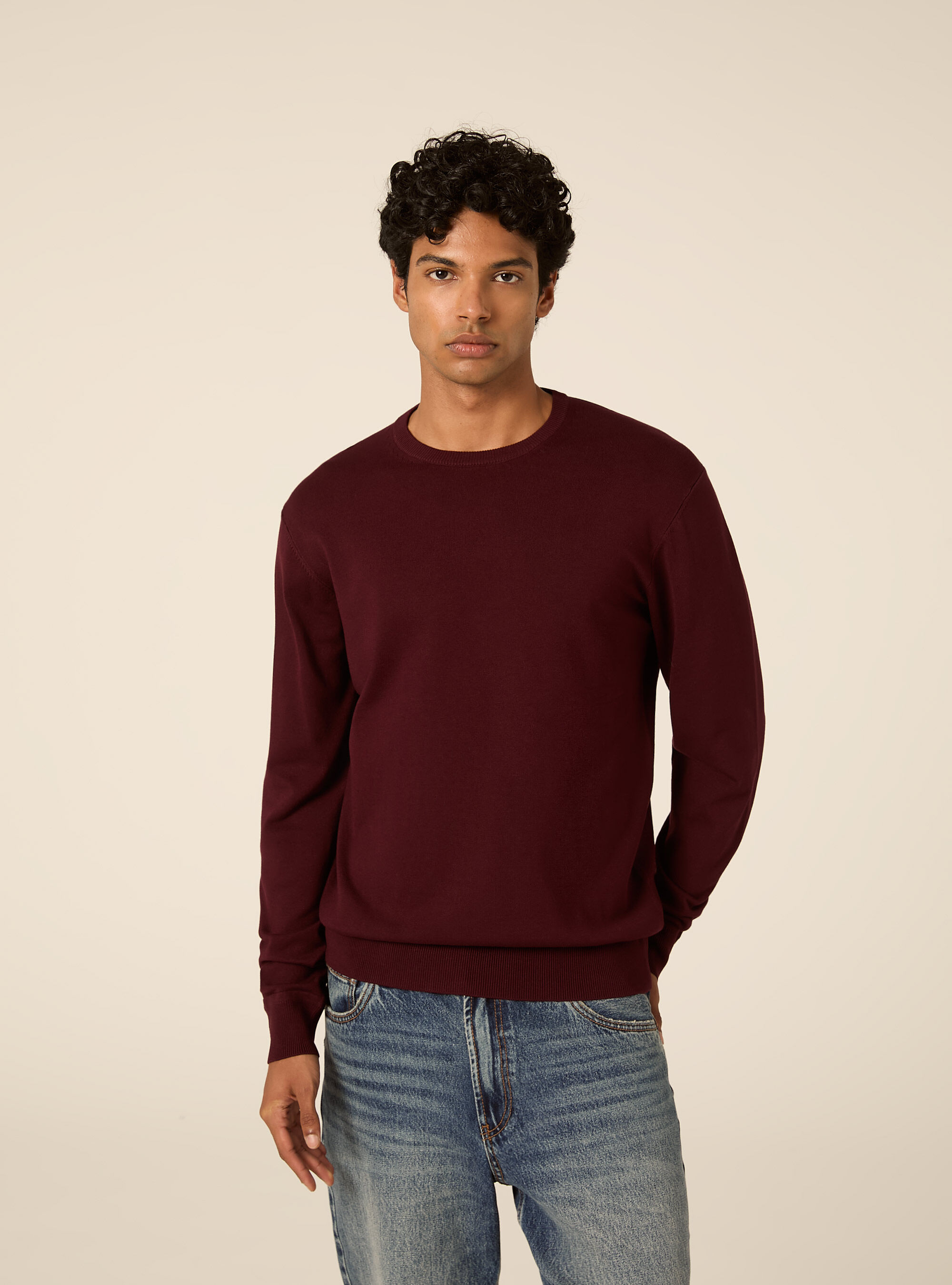 Lenzing Ecovero viscose crewneck pullover, BO1 BORDEAUX DARK