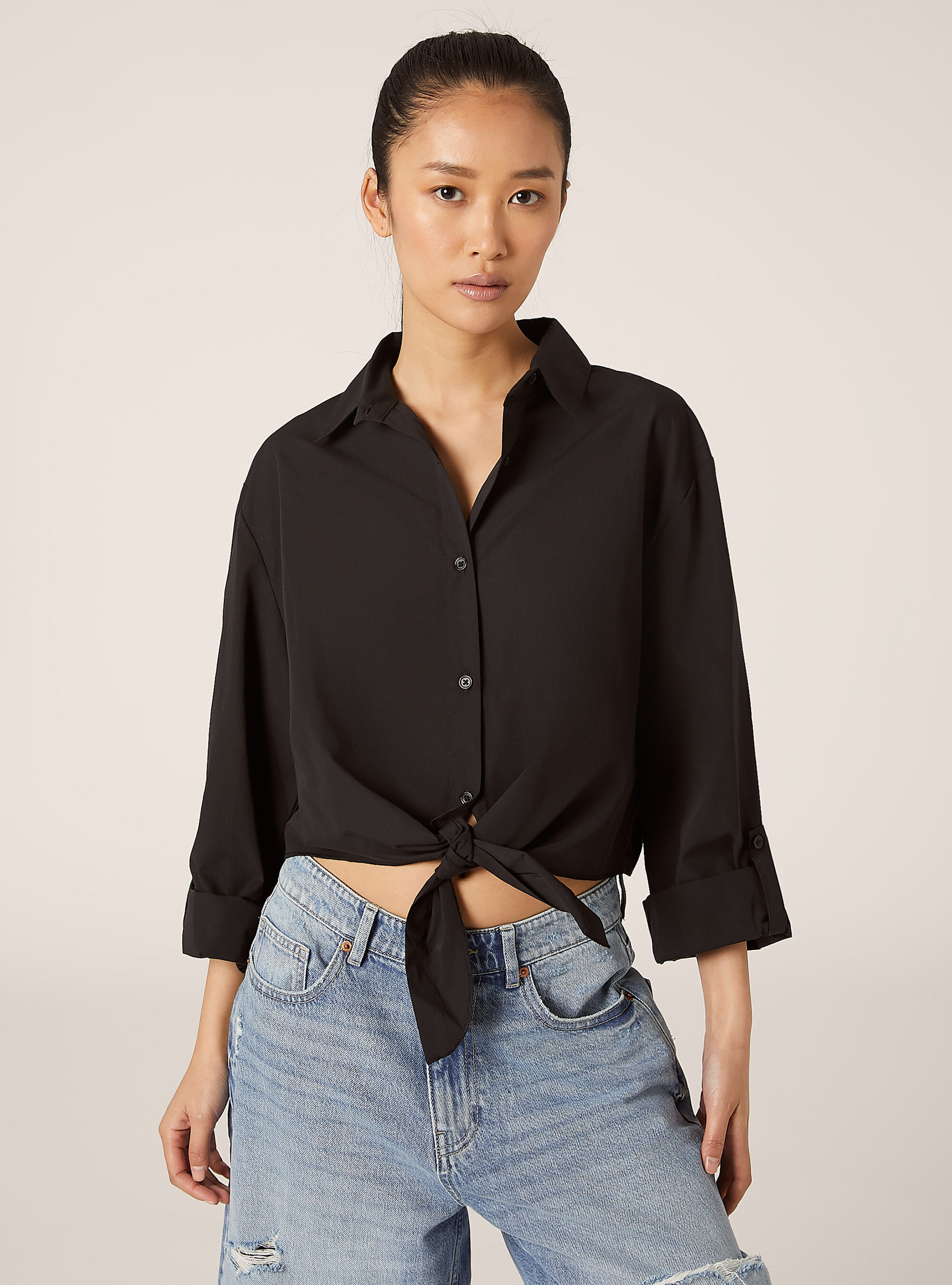 Chemise en popeline avec noeud