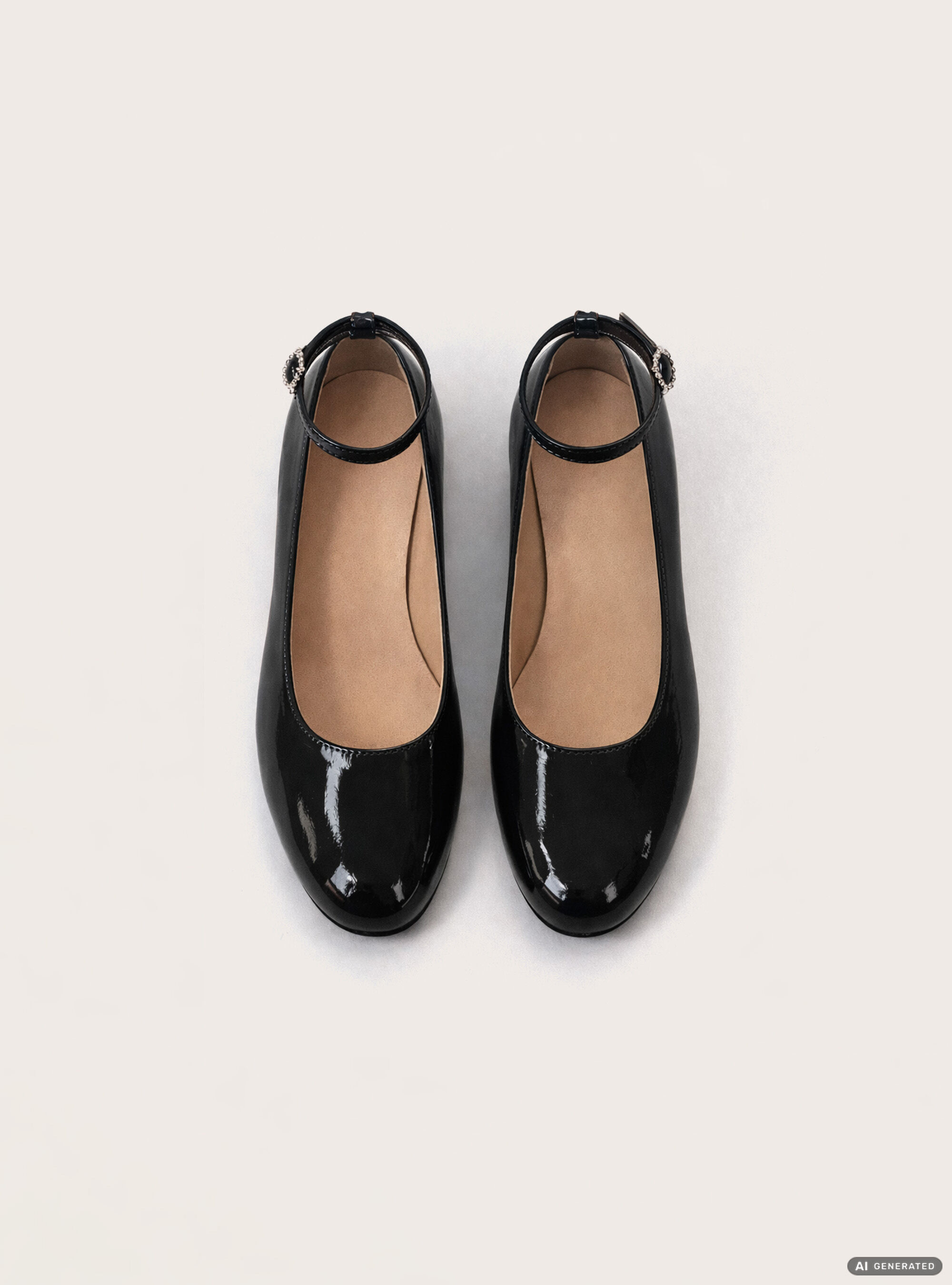 Ballerina flats with a strap, BK1 BLACK