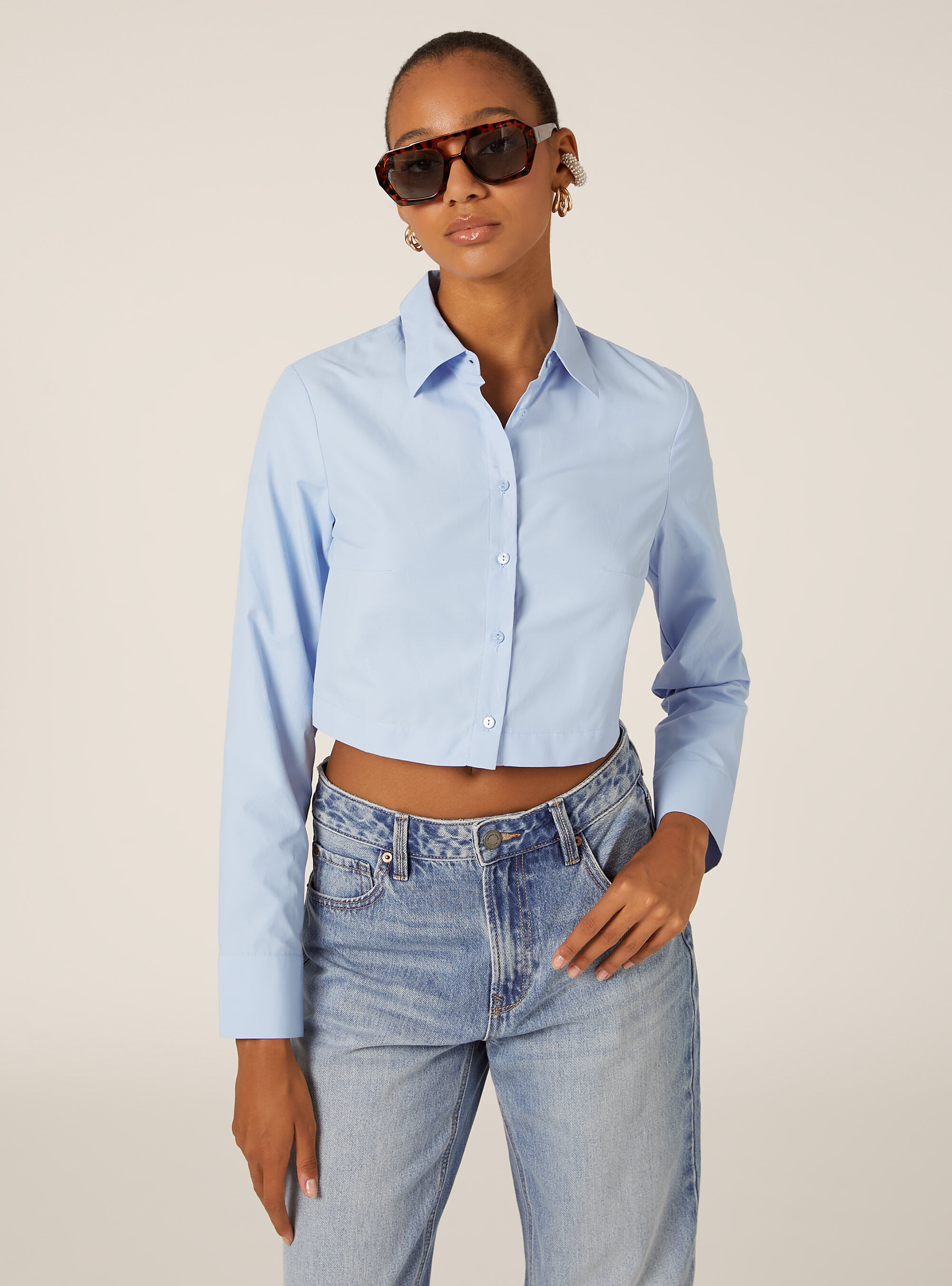 Chemise courte en popeline