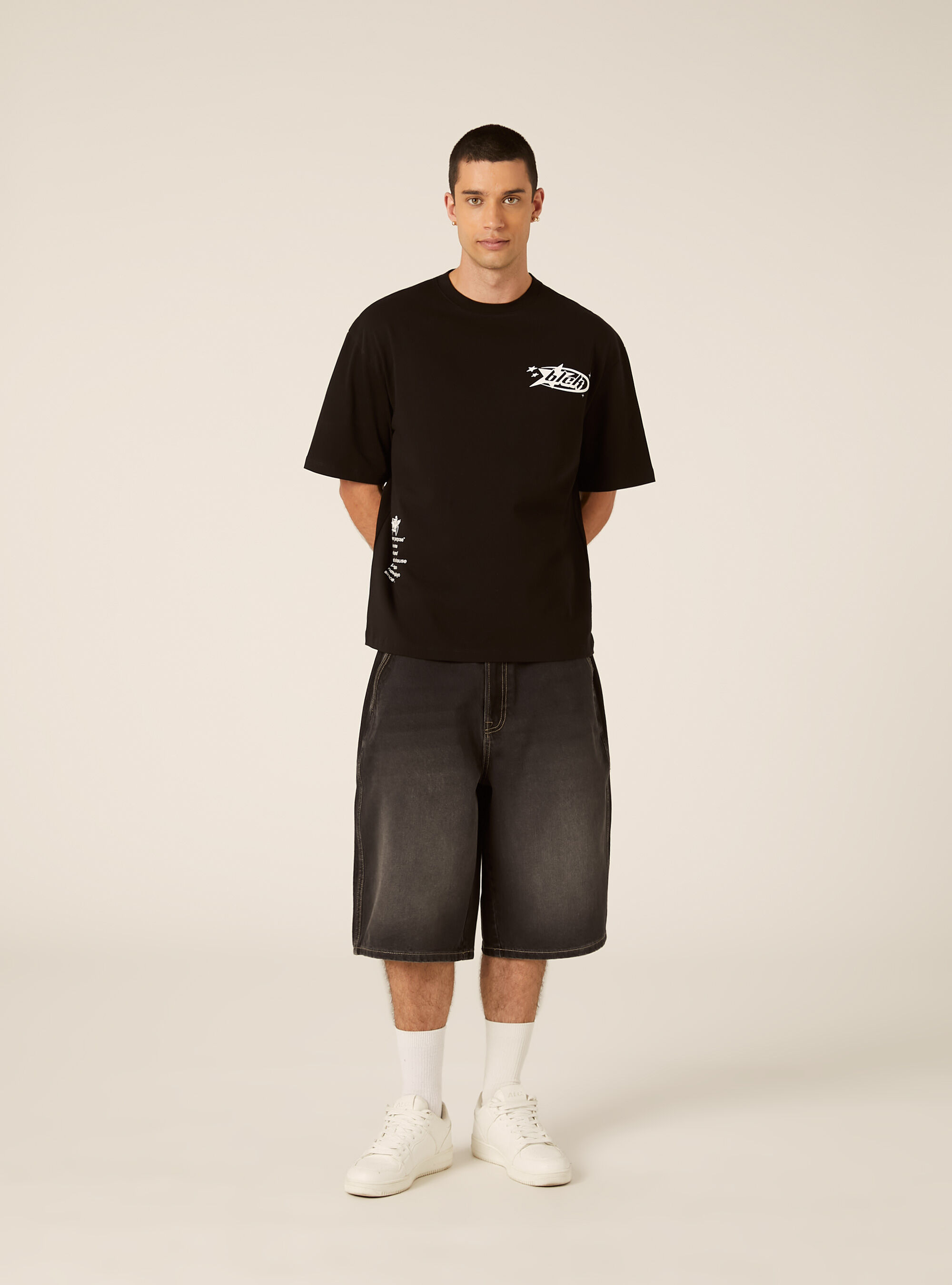 T-Shirt mit Six Seven-Print, BK1 BLACK