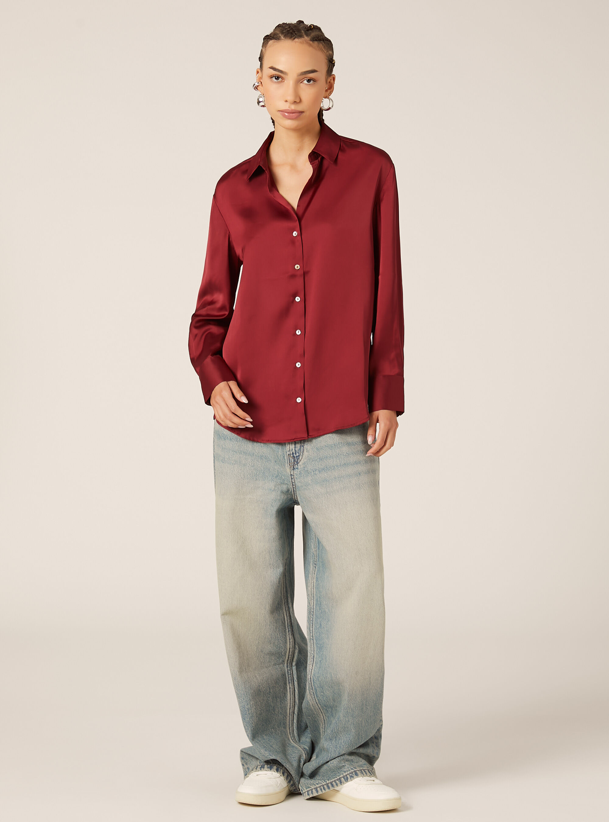 Chemise en satin uni