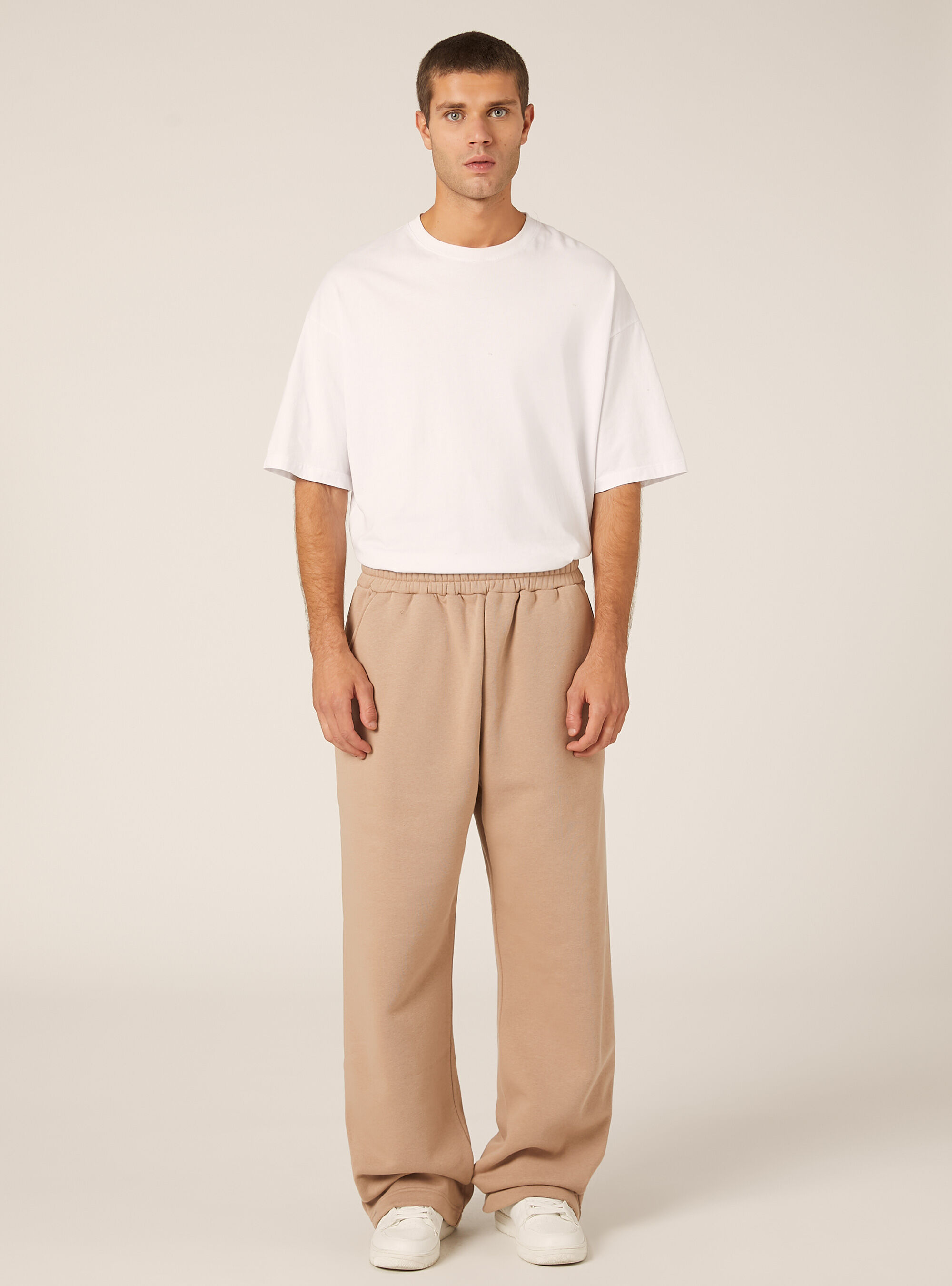 Pantalon ample en molleton, BG1 BEIGE DARK
