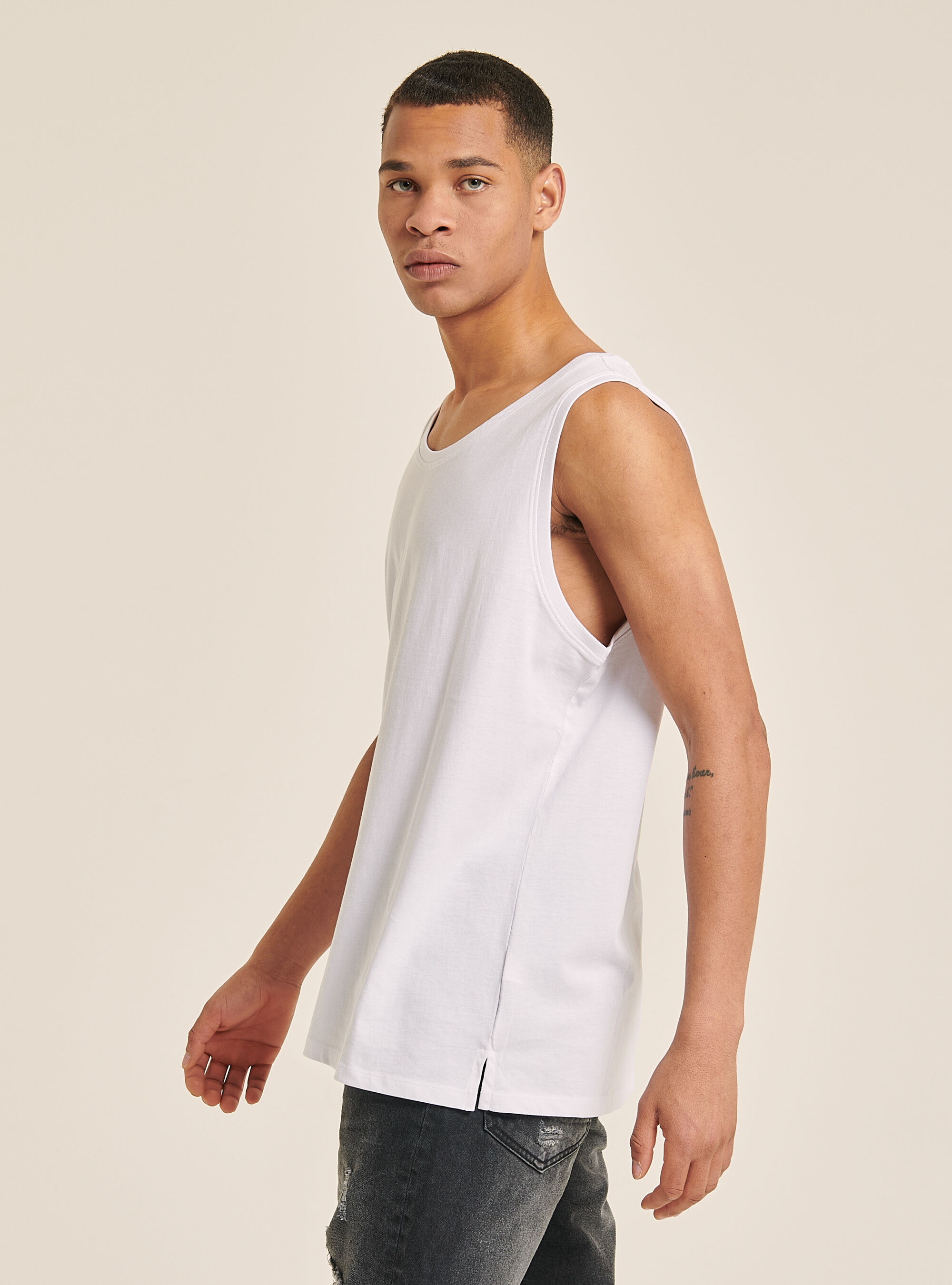 Solid-coloured comfort fit tank top, WH3 WHITE