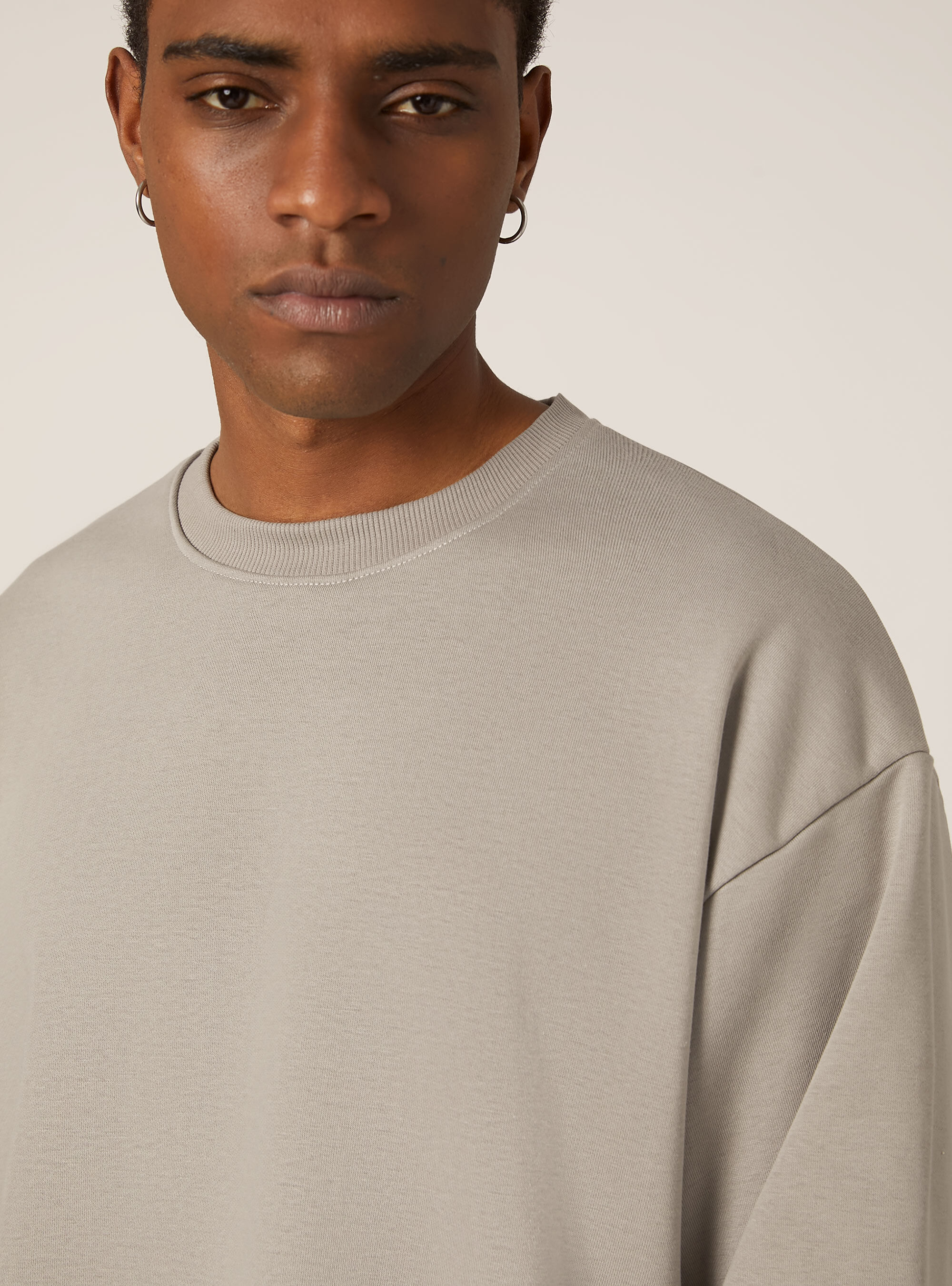Sweat &agrave; col ras-du-cou boxy fit, GY2 GREY MEDIUM
