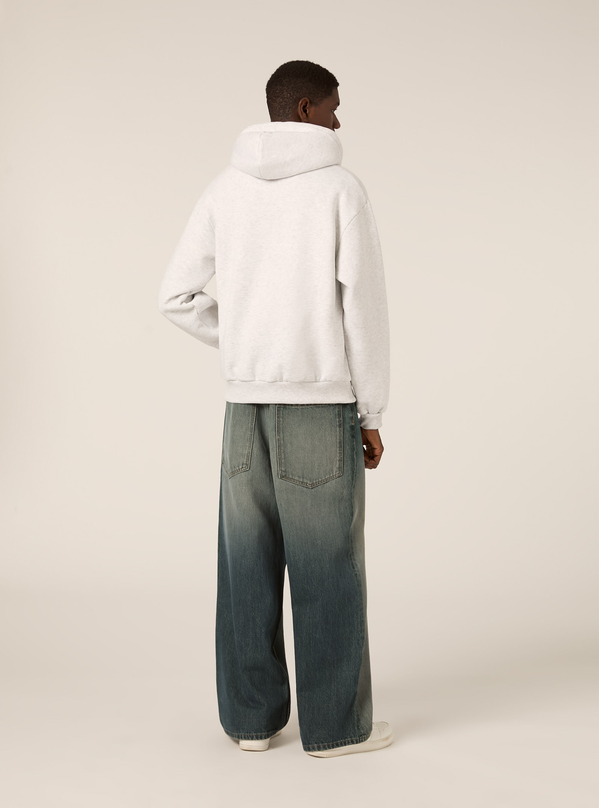 Sweat &agrave; capuche zipp&eacute; coupe boxy, MGY3 GREY MEL LIGHT
