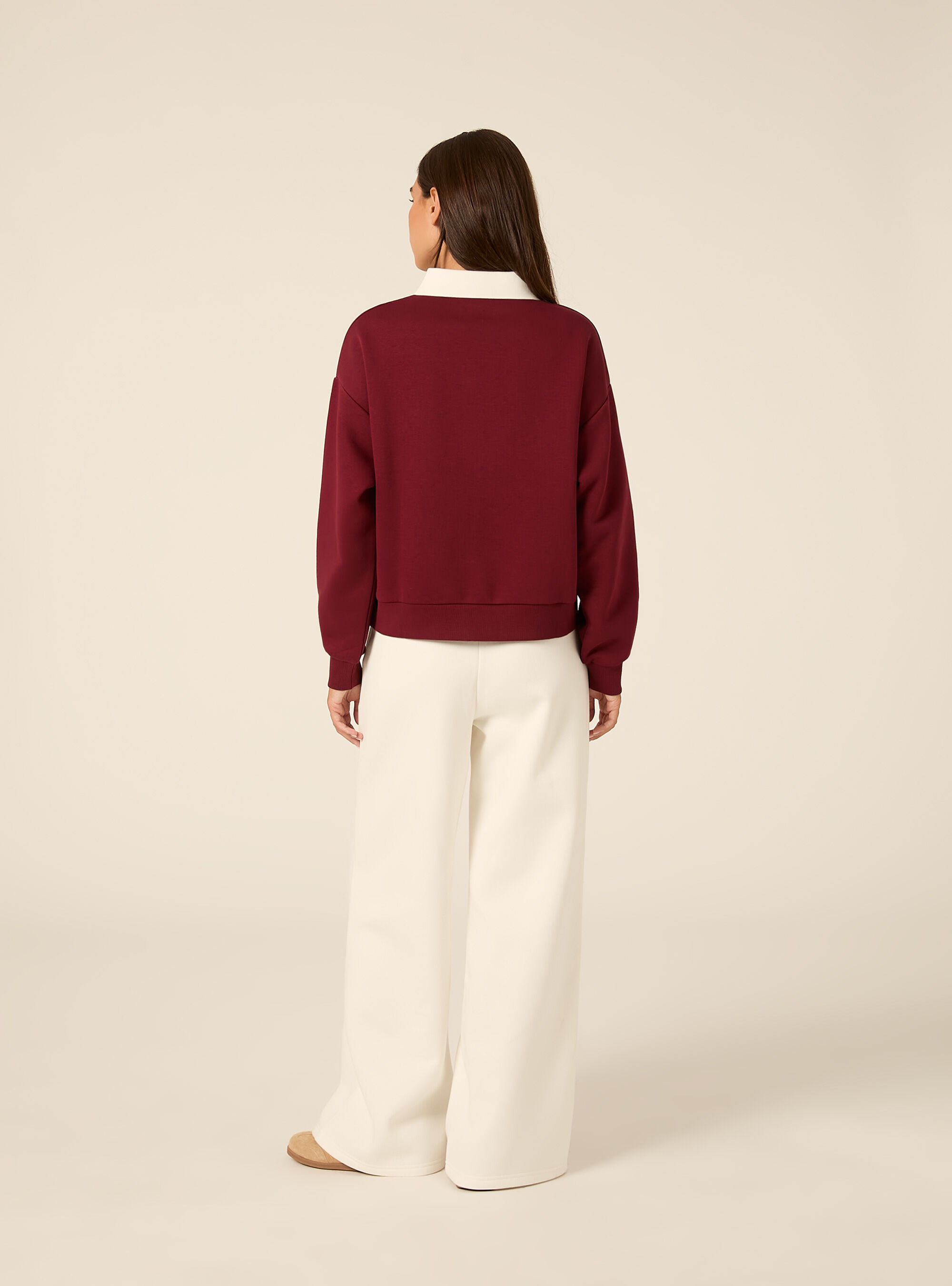 Felpa collo polo harvard, BORDEAUX SCURO