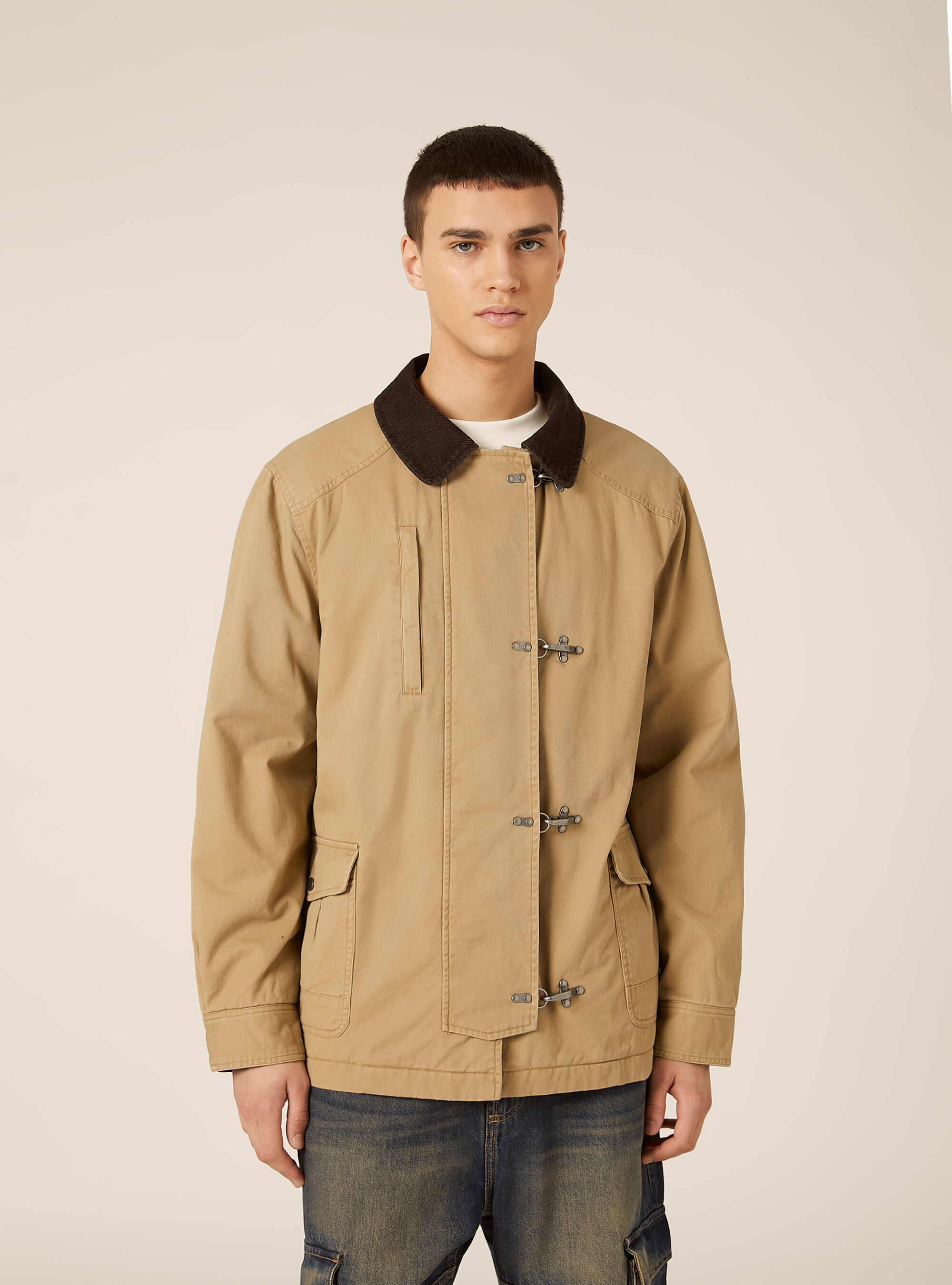 Field Jacket with Toggle Fastenings and Velvet Collar