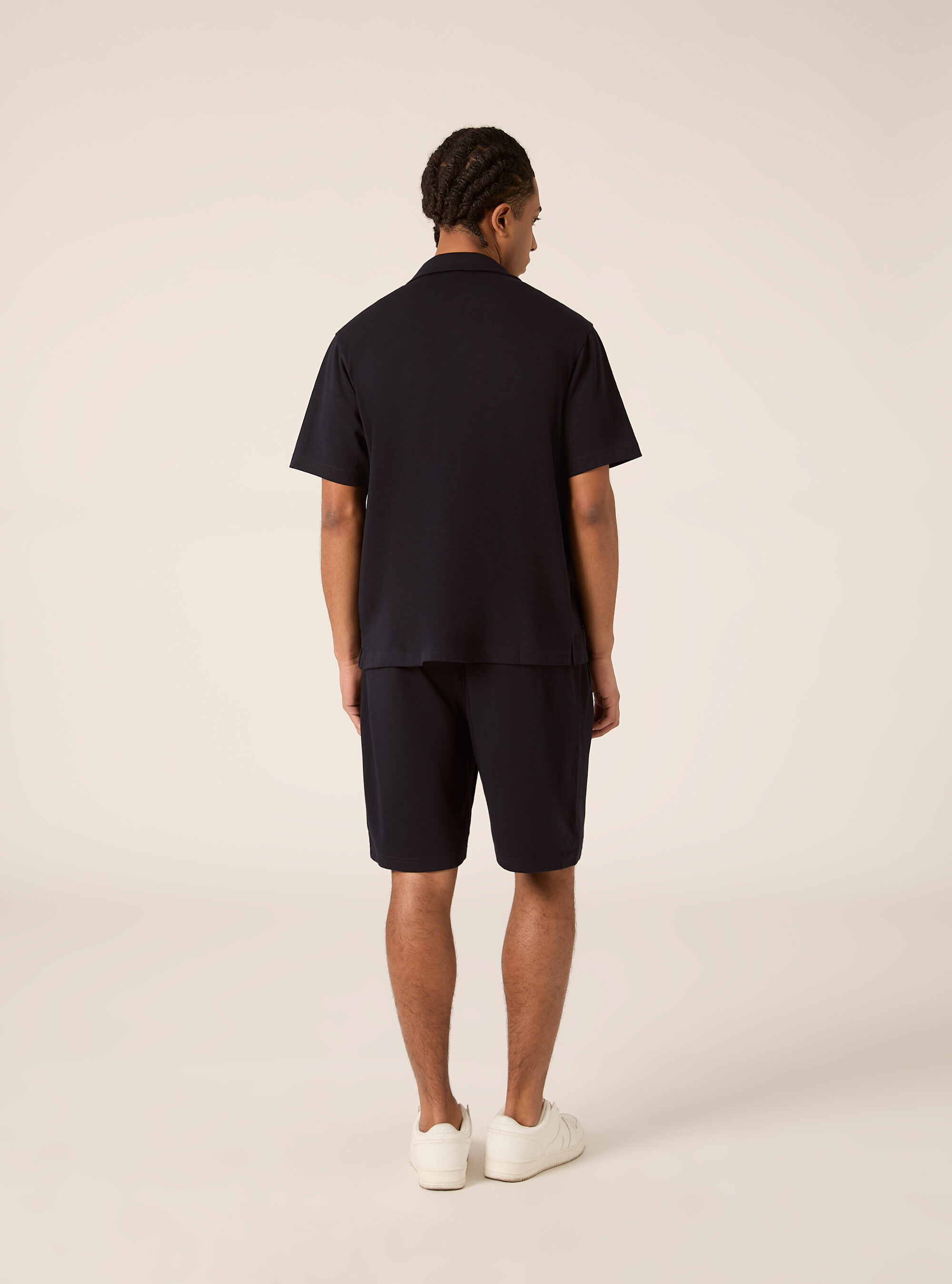 Kurz&auml;rmeliges Hemd aus Jersey, NA1 NAVY DARK
