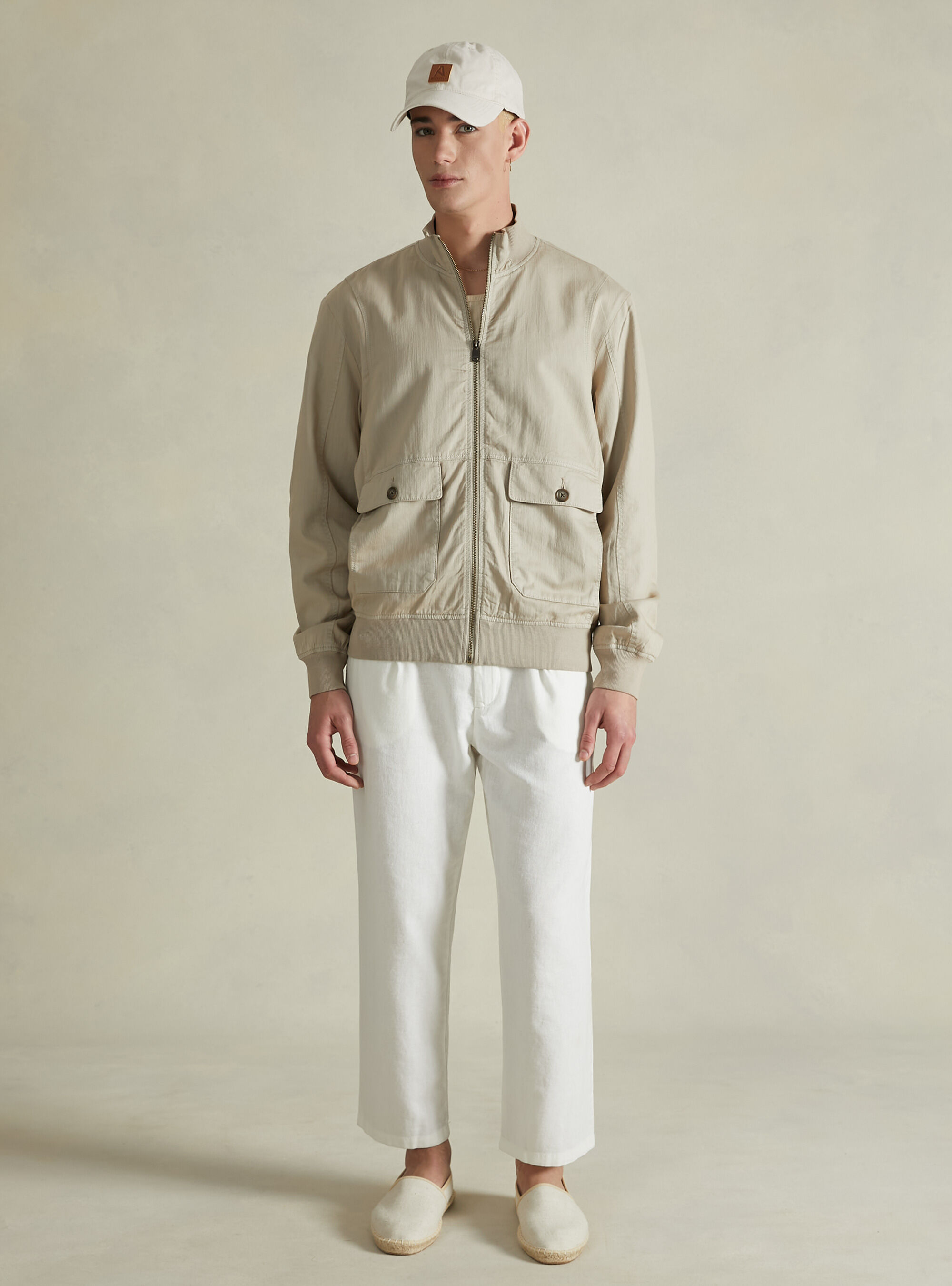 Blouson bombardier en lin avec grandes poches