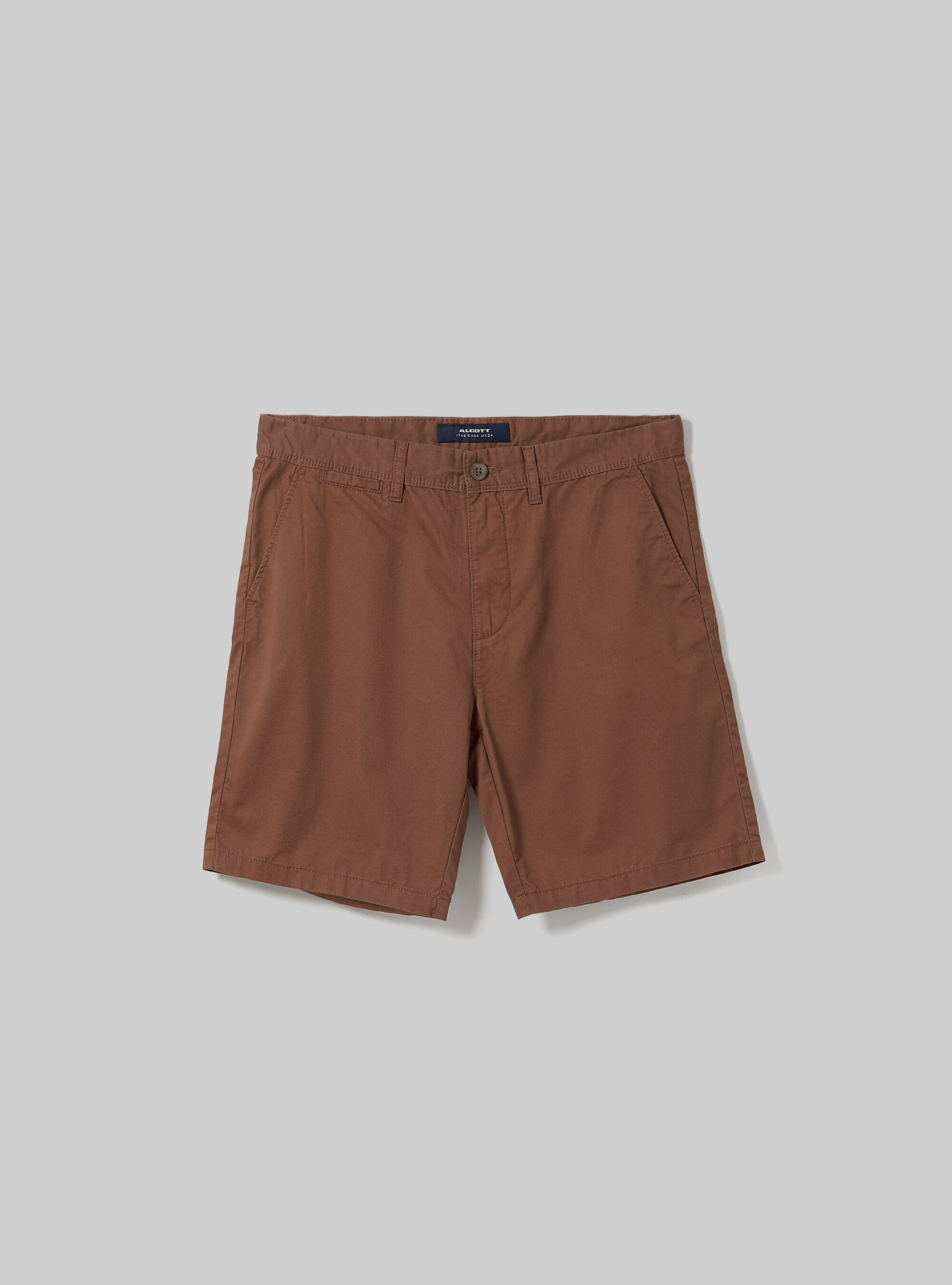Bermuda in twill in tinta unita, MARRONE MEDIO