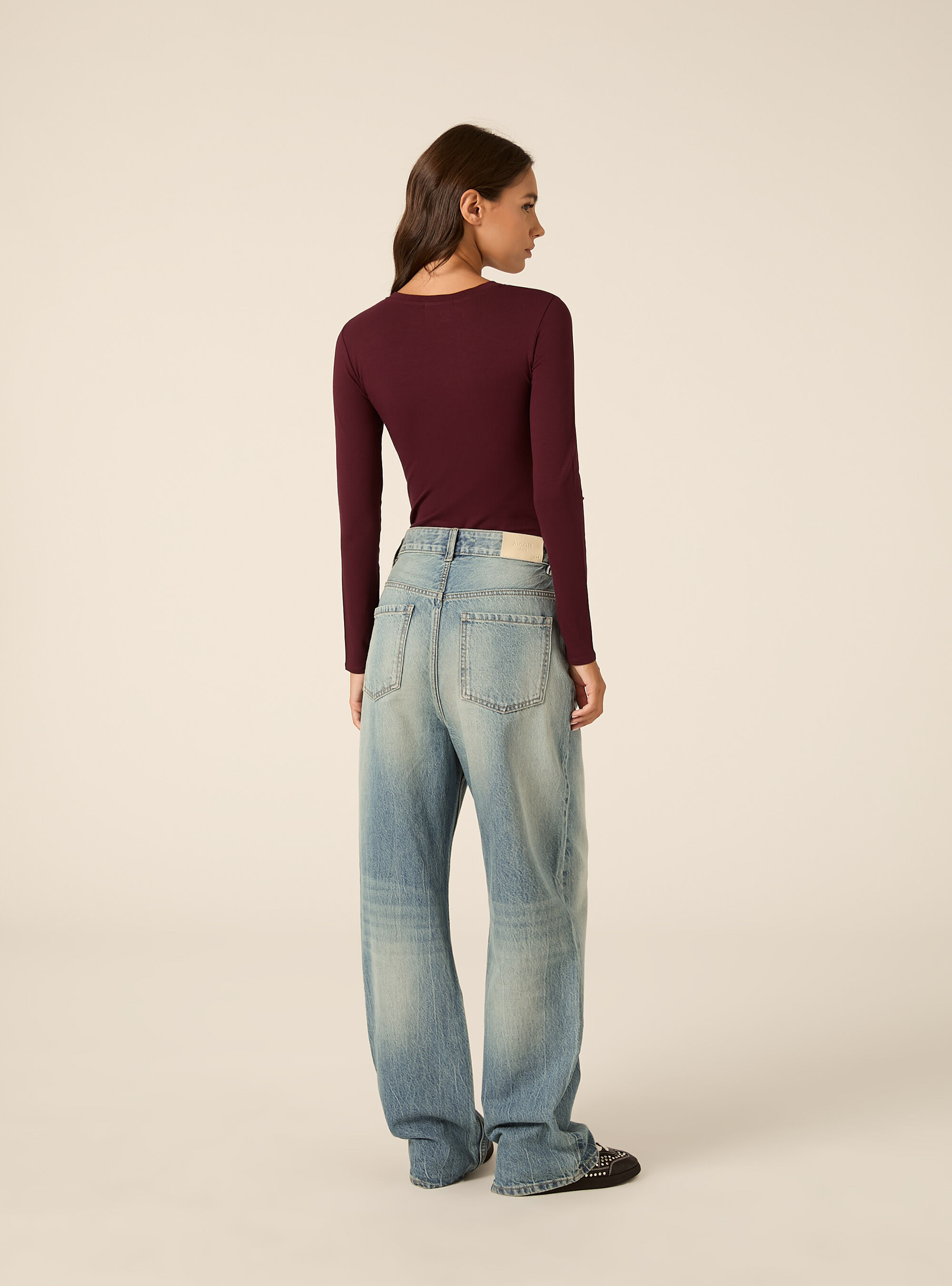 Long Sleeve Crew Neck Body, BO1 BORDEAUX DARK