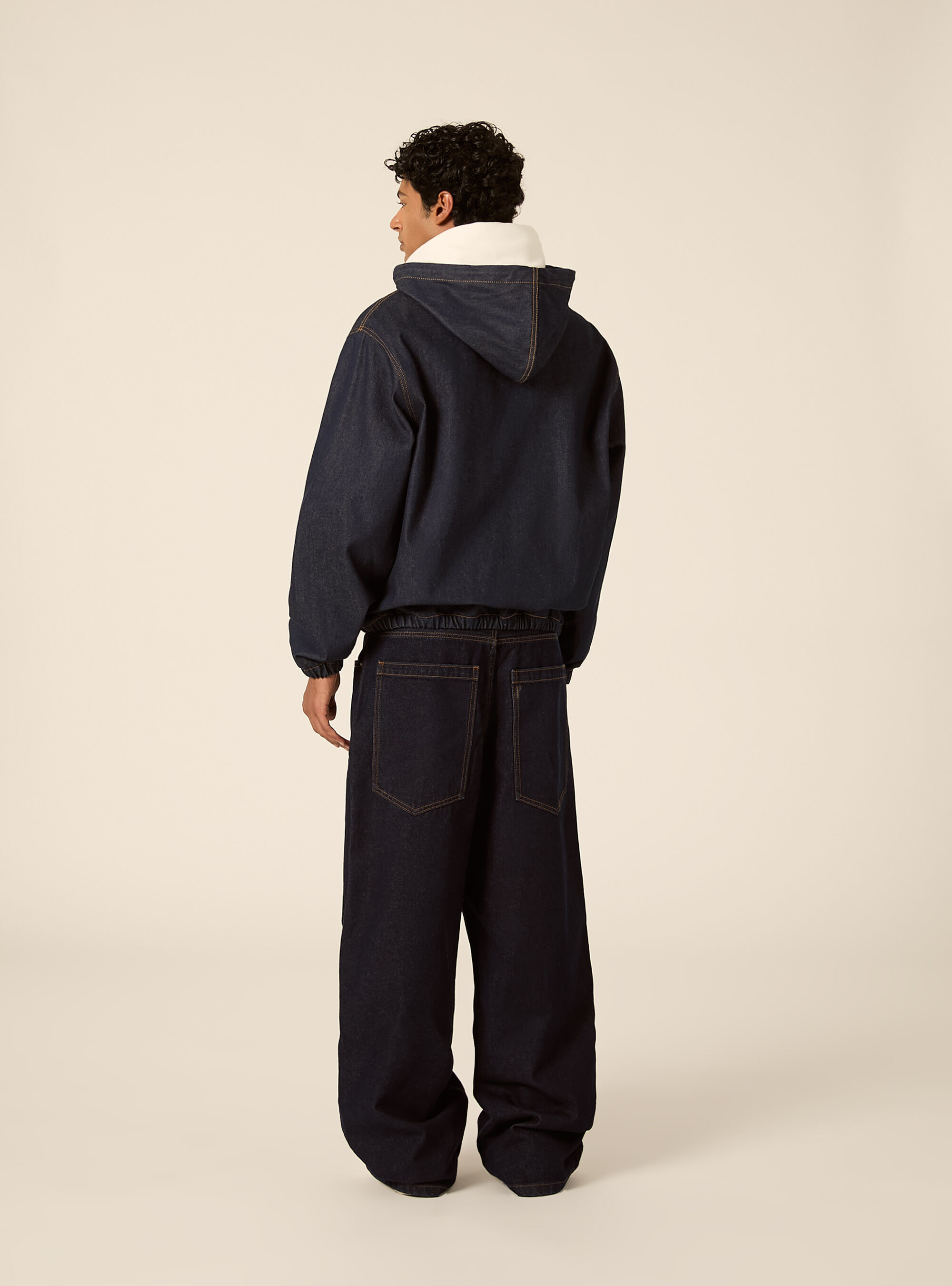 Hooded denim bomber jacket, D001 DEEP BLUE