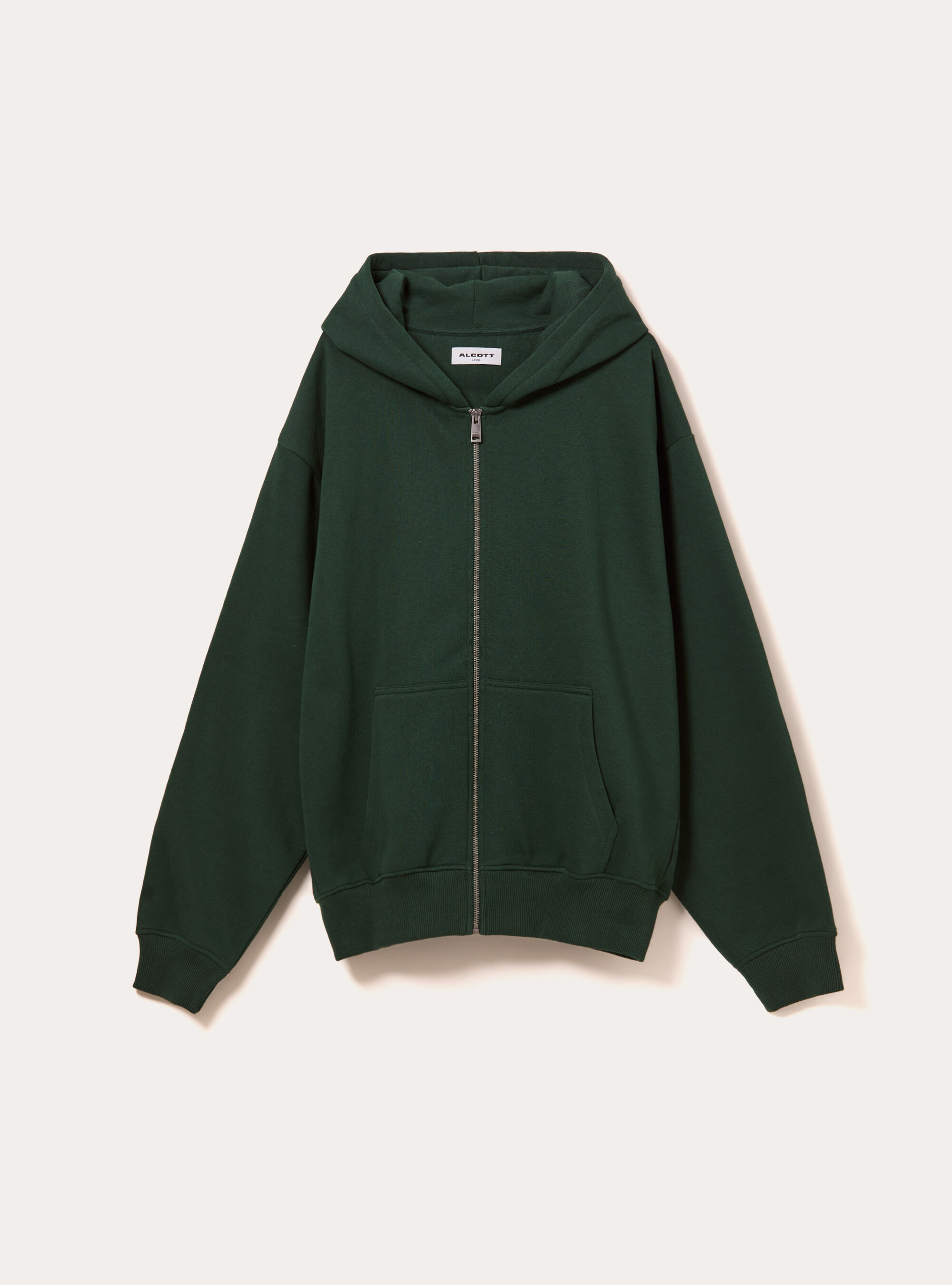 Sweat-shirt zipp&eacute; &agrave; capuche coupe boxy, GN1 GREEN DARK