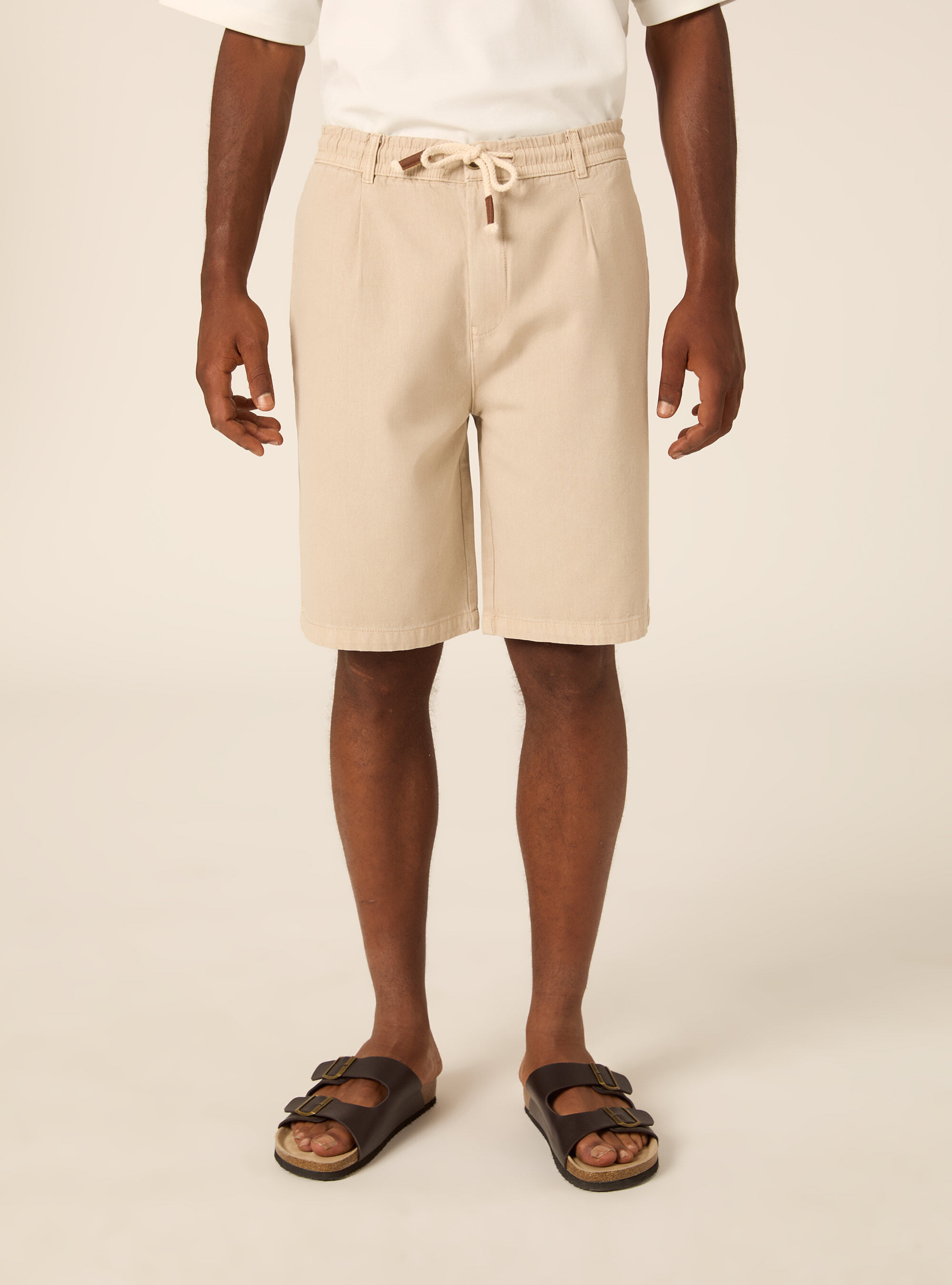 Bermuda in baby twill di cotone, BEIGE MEDIO