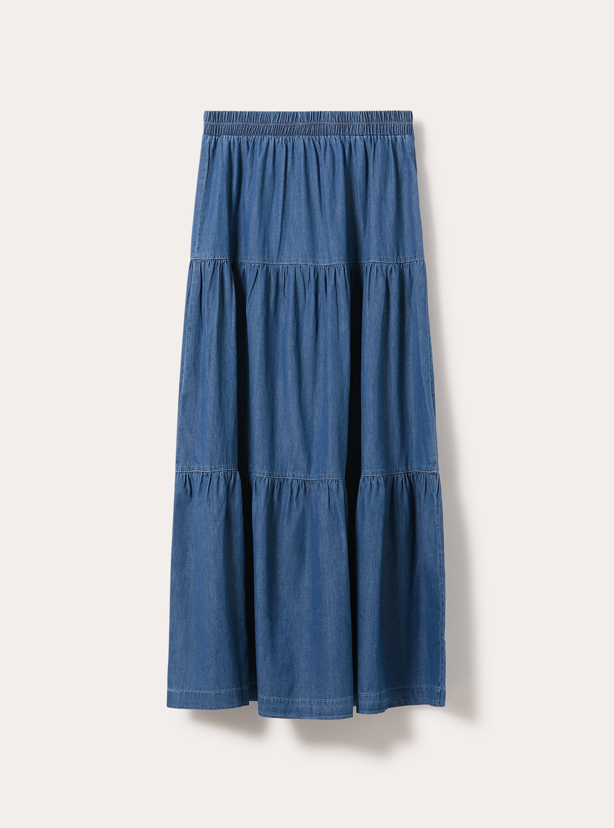 Falda larga boho de denim ligero, D004 MEDIUM LIGHT BLUE