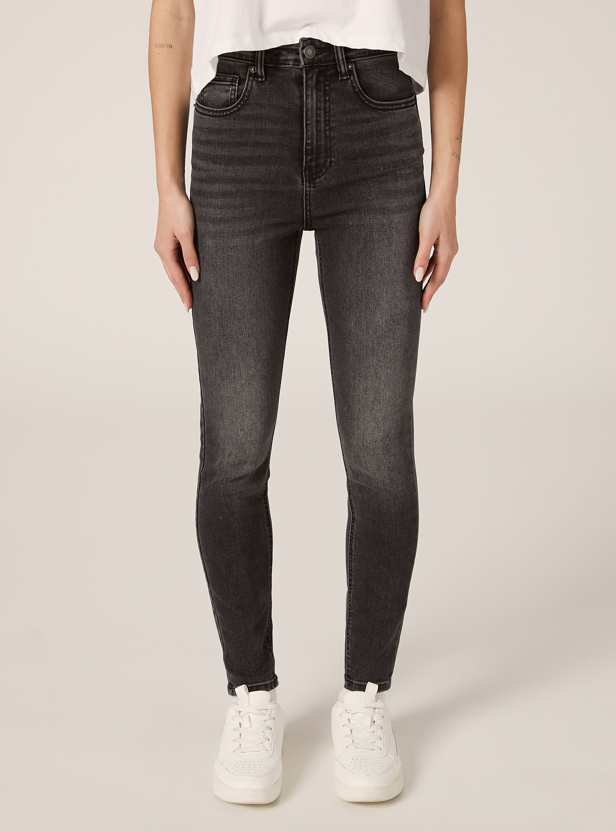 Jeans skinny taille tr&egrave;s haute