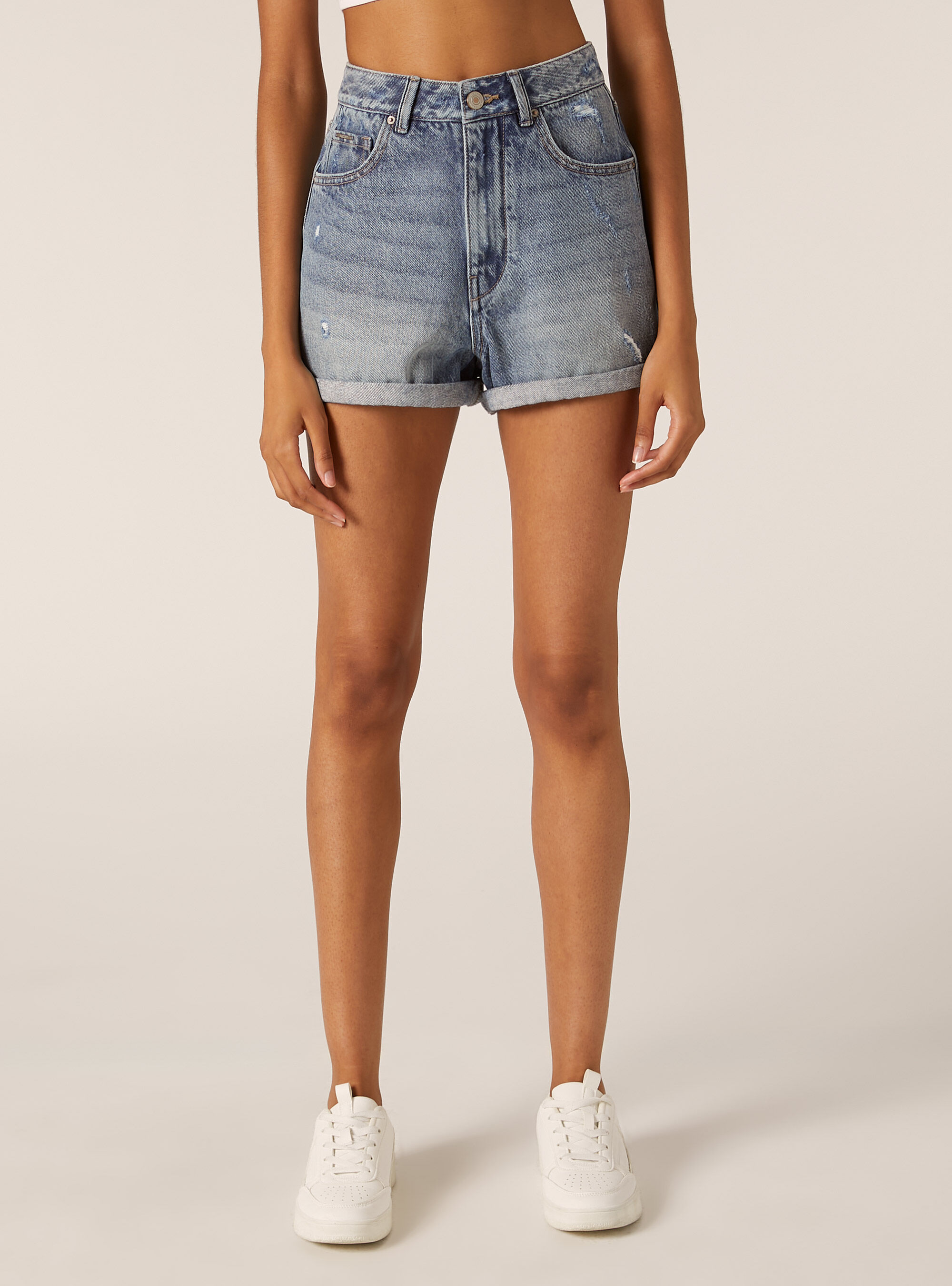 Denim mom fit shorts